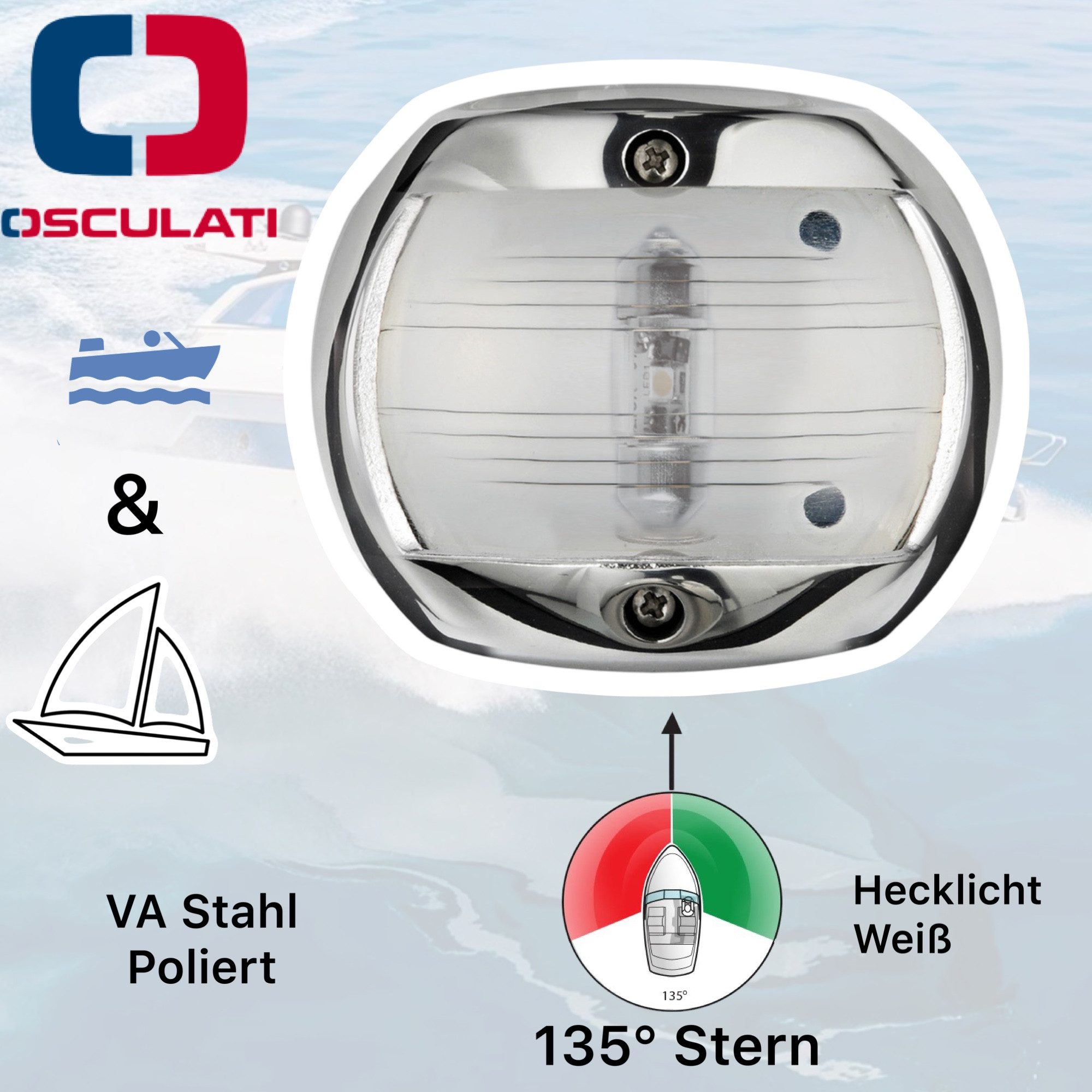 Osculati Motorboot Osculati Marine Boot VA Edelstahl Навигацияslicht Positionslicht