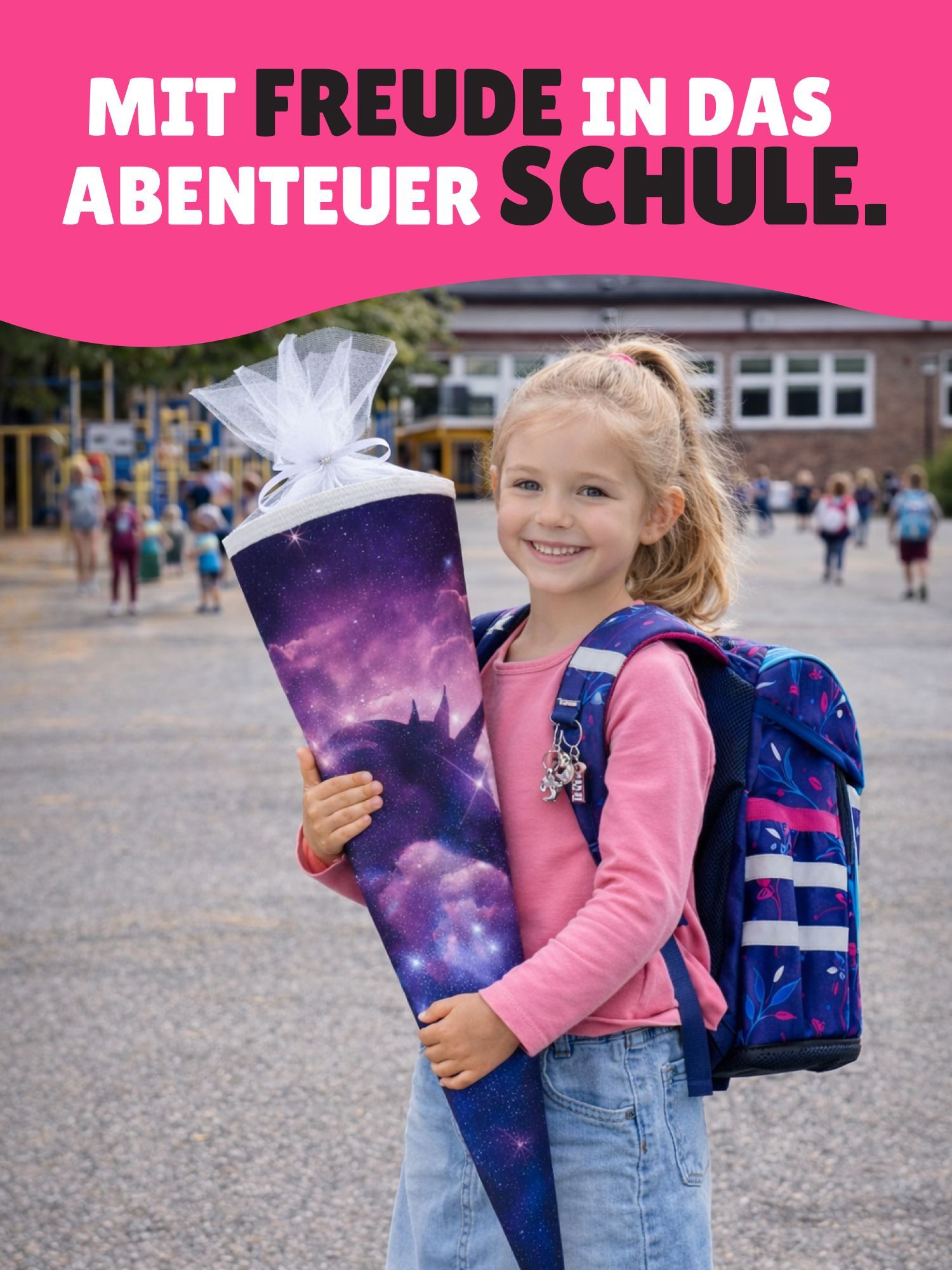 McNeill Schulranzen Ergo Complete "Lilly" Unicorn Einhorn Schultasche ab der 1. Klasse (Set, 12-tlg., Komplett-Set mit Sporttasche und Schultüte), ergonomisch; mit Brustgurt; verstellbar - wächst mit dem Kind mit