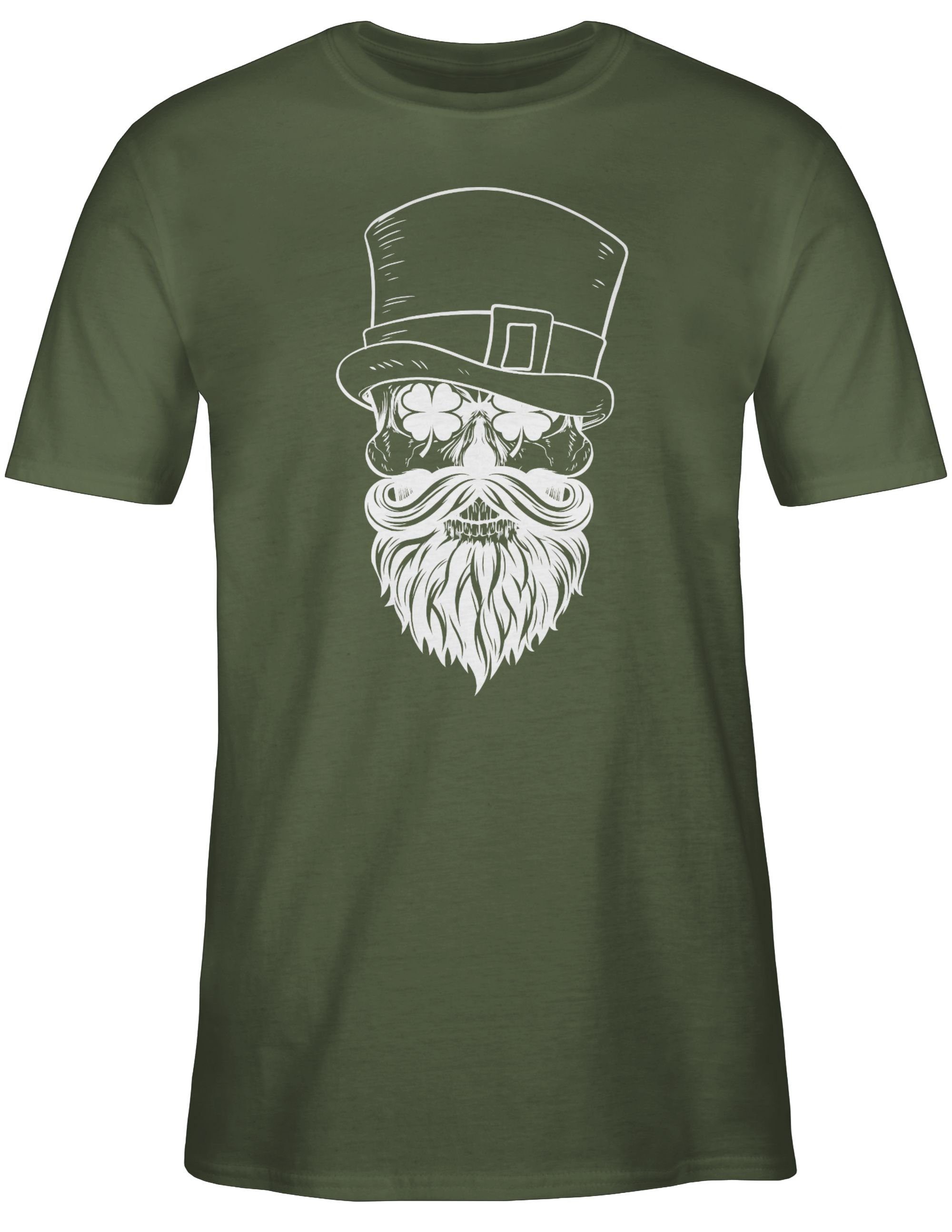 - Grün Totenkopf St. Shirtracer Patricks weiß T-Shirt Army 01 Day Irish