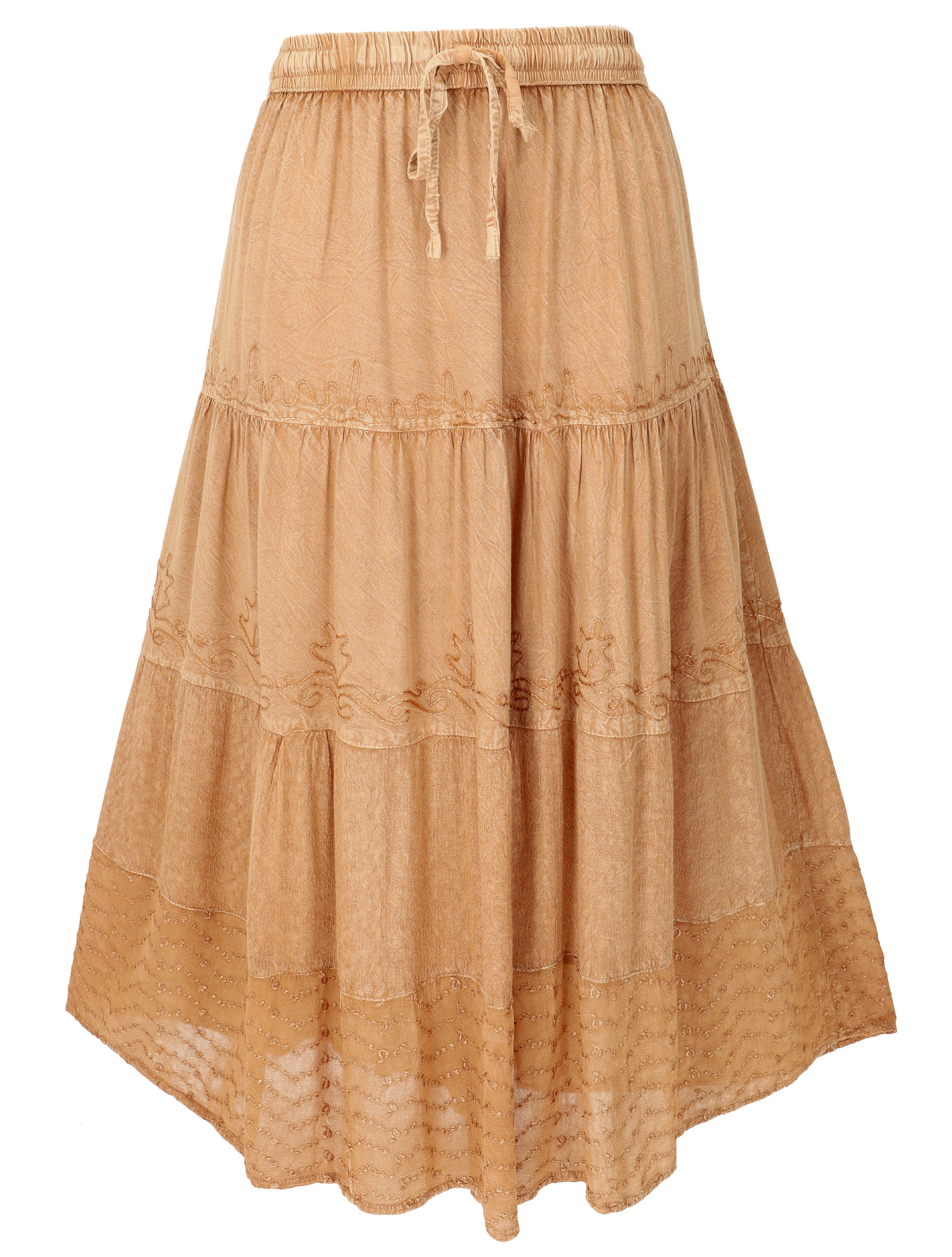 Guru-Shop Minirock Bestickter Boho Hippierock, indischer Maxirock,.. alternative Bekleidung