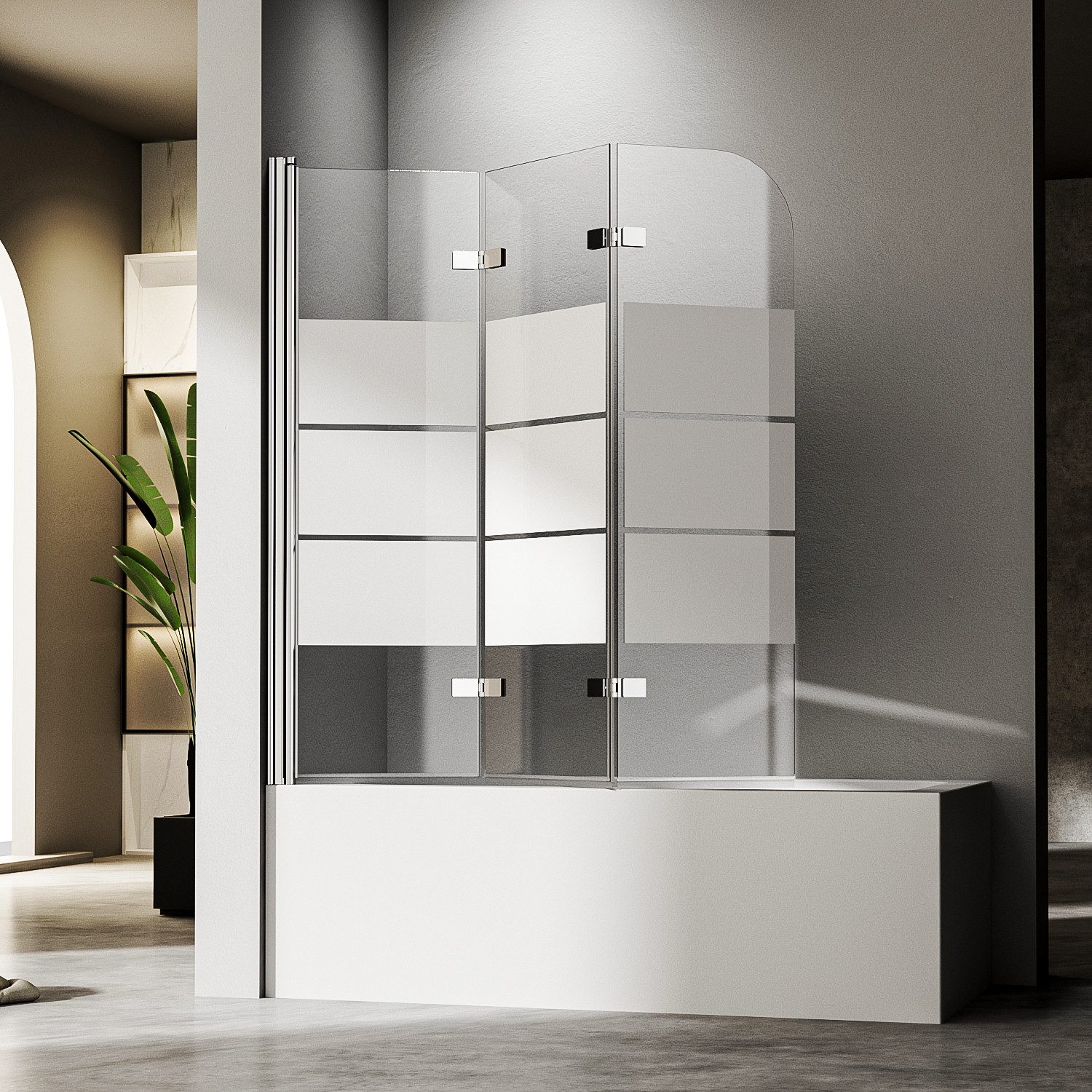 Hopibath Duschwand für Badewanne milchglas 130 x 140, 6mm Sicherheitsglas, günstig online kaufen