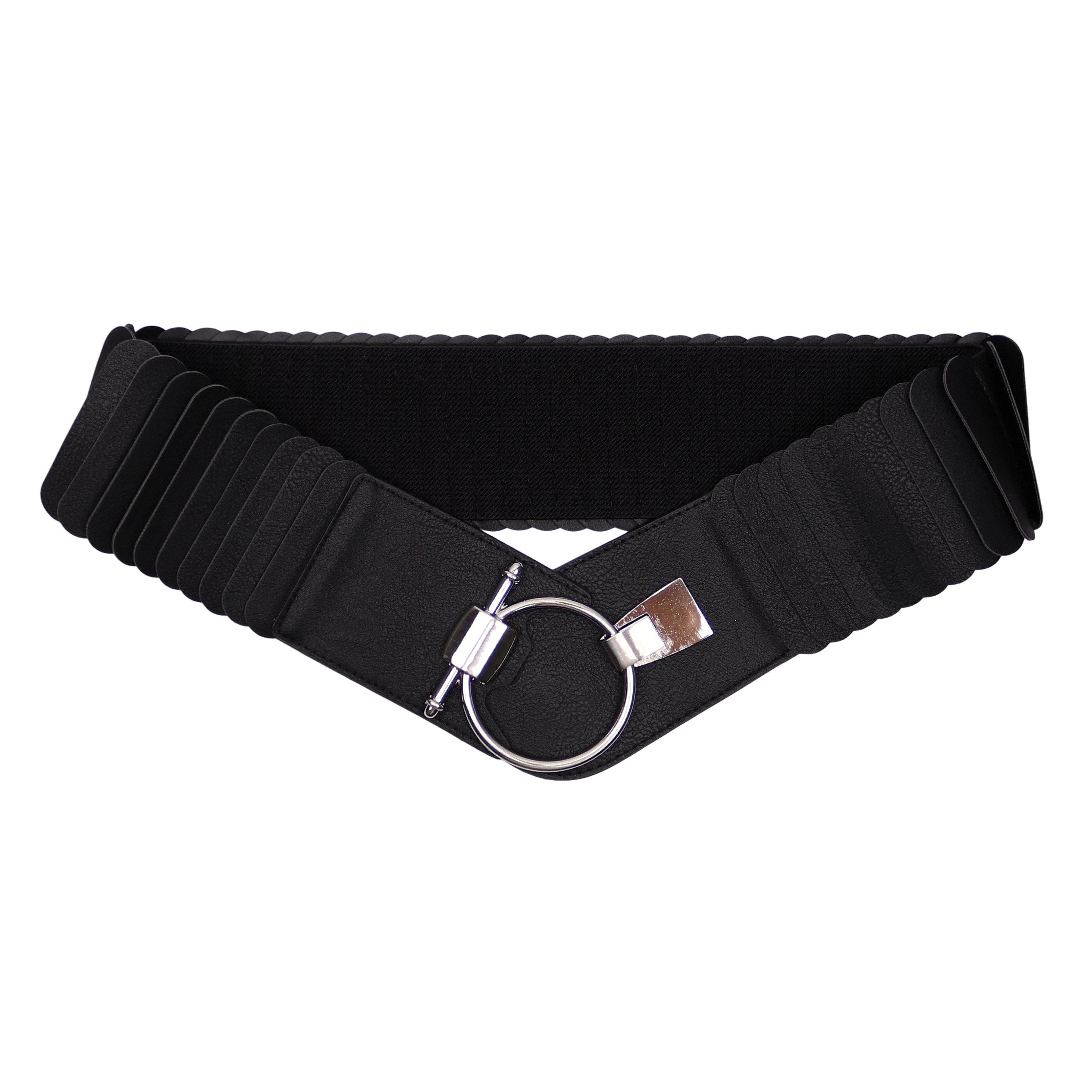 MIRROSI Taillengürtel Leo Unifarbe breit 8cm für Taillenumfang 85 bis 110cm, ONESIZE (Unifarben, Angenehmes Tragesgefühl, Leopard Muster) Breiter Stretch Gürtel