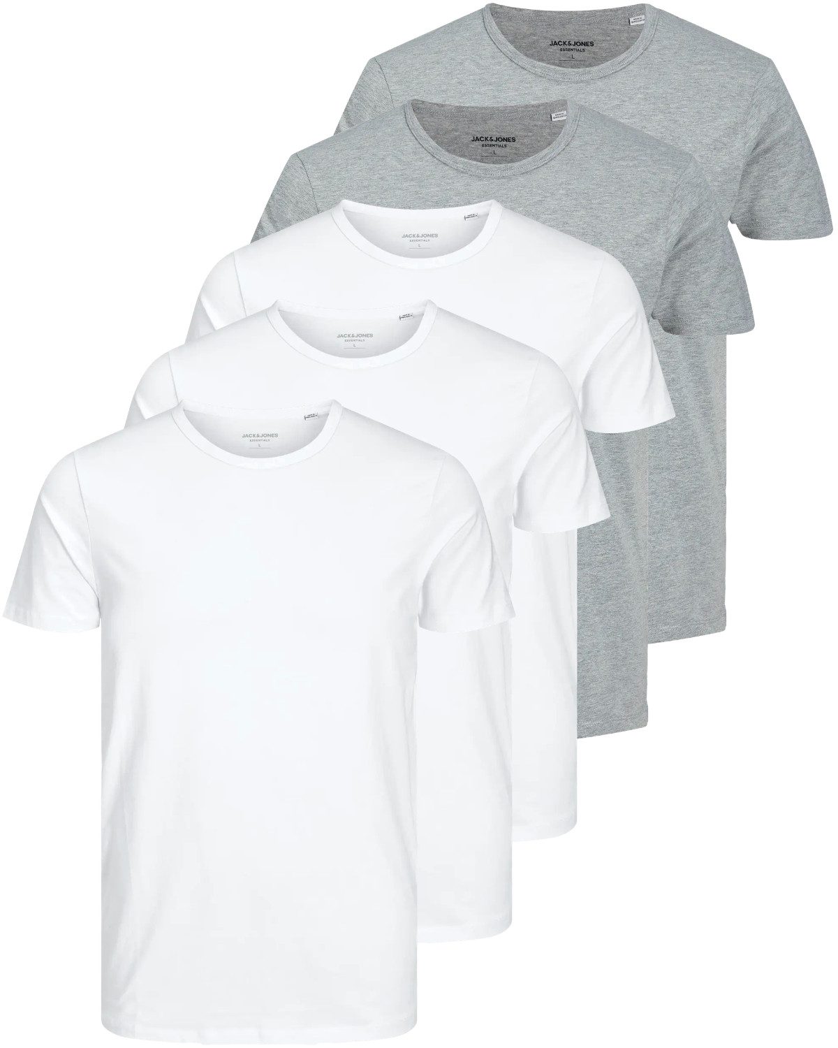 O-Neck - 3x White, 2x Light Grey