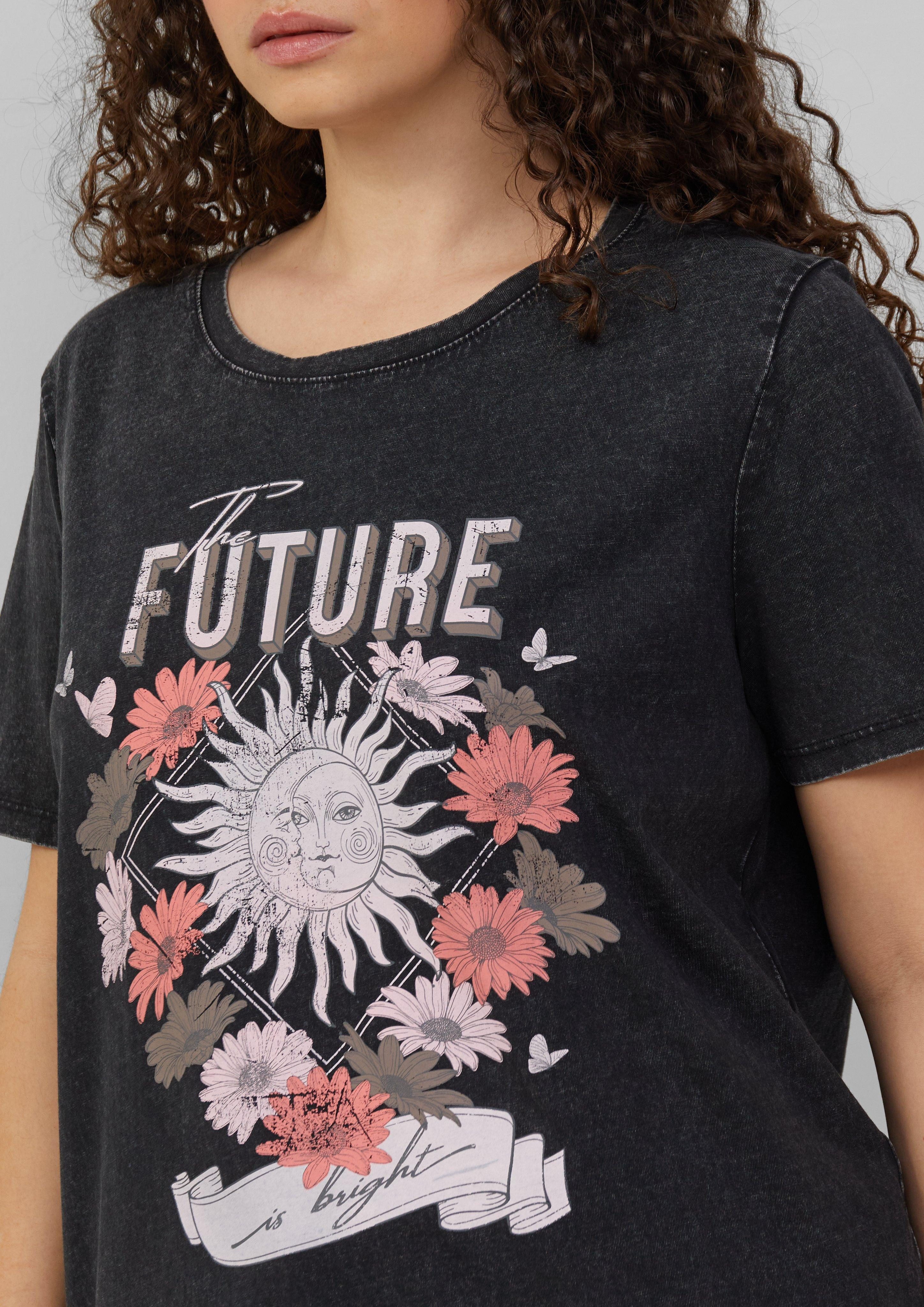 QS Kurzarmshirt Baumwollshirt mit Frontprint in günstig online kaufen
