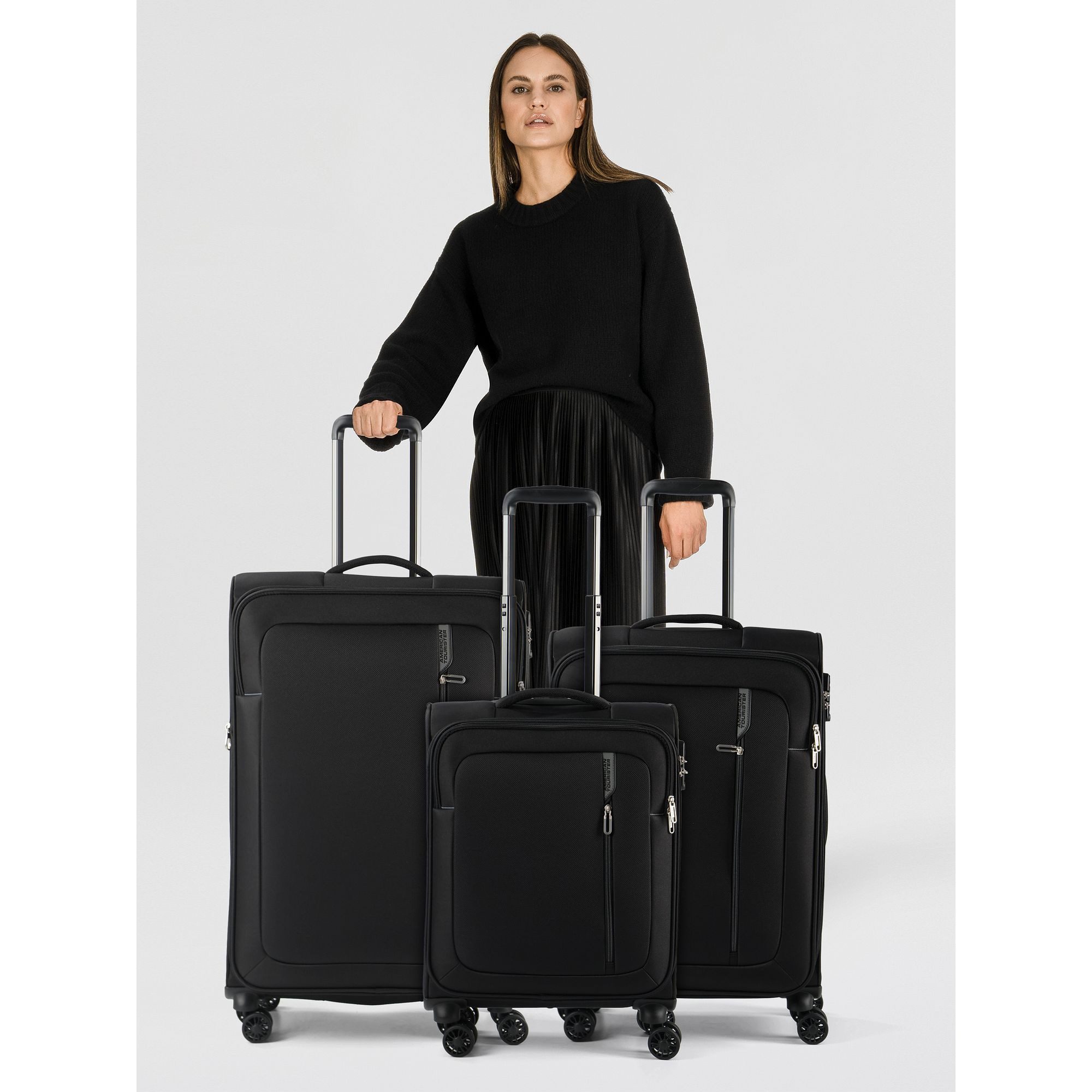 American Tourister® Trolleyset Nitestream, 4 Rollen, (3-teilig, 3 tlg), Polyester
