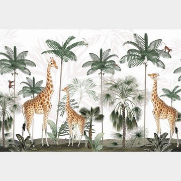 K&L Wall Art Fototapete Fototapete Baby Kinderzimmer Giraffen im Dschungel Wald Vliestapete, große XXL Motivtapete