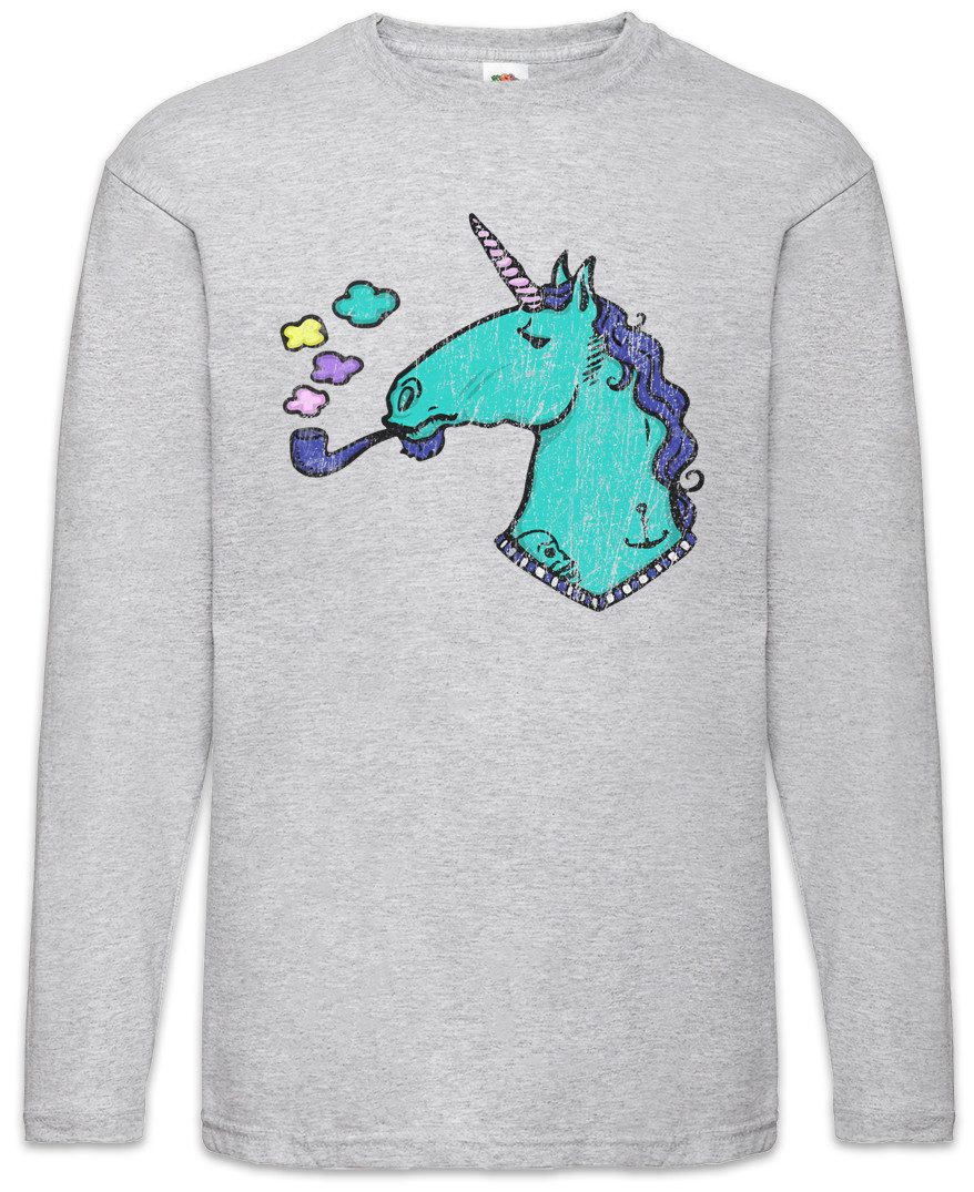Langarmshirt Smoking Unicorn Langarm T-Shirt Einhorn Comic Anime Regenbogen Rainbow