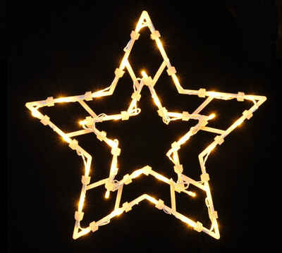 Spetebo LED Fensterbild LED Fenster Silhouette Stern mit Dual Timer, LED fest verbaut, warm weiß, Deko Weihnachts Beleuchtung Fensterbild Batterie betrieben