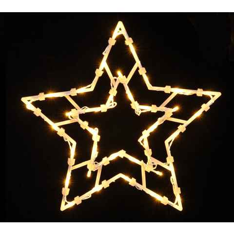 Spetebo LED Fensterbild LED Fenster Silhouette Stern mit Dual Timer, Dual-Timer, LED fest verbaut, warm weiß, Deko Weihnachts Beleuchtung Fensterbild Batterie betrieben