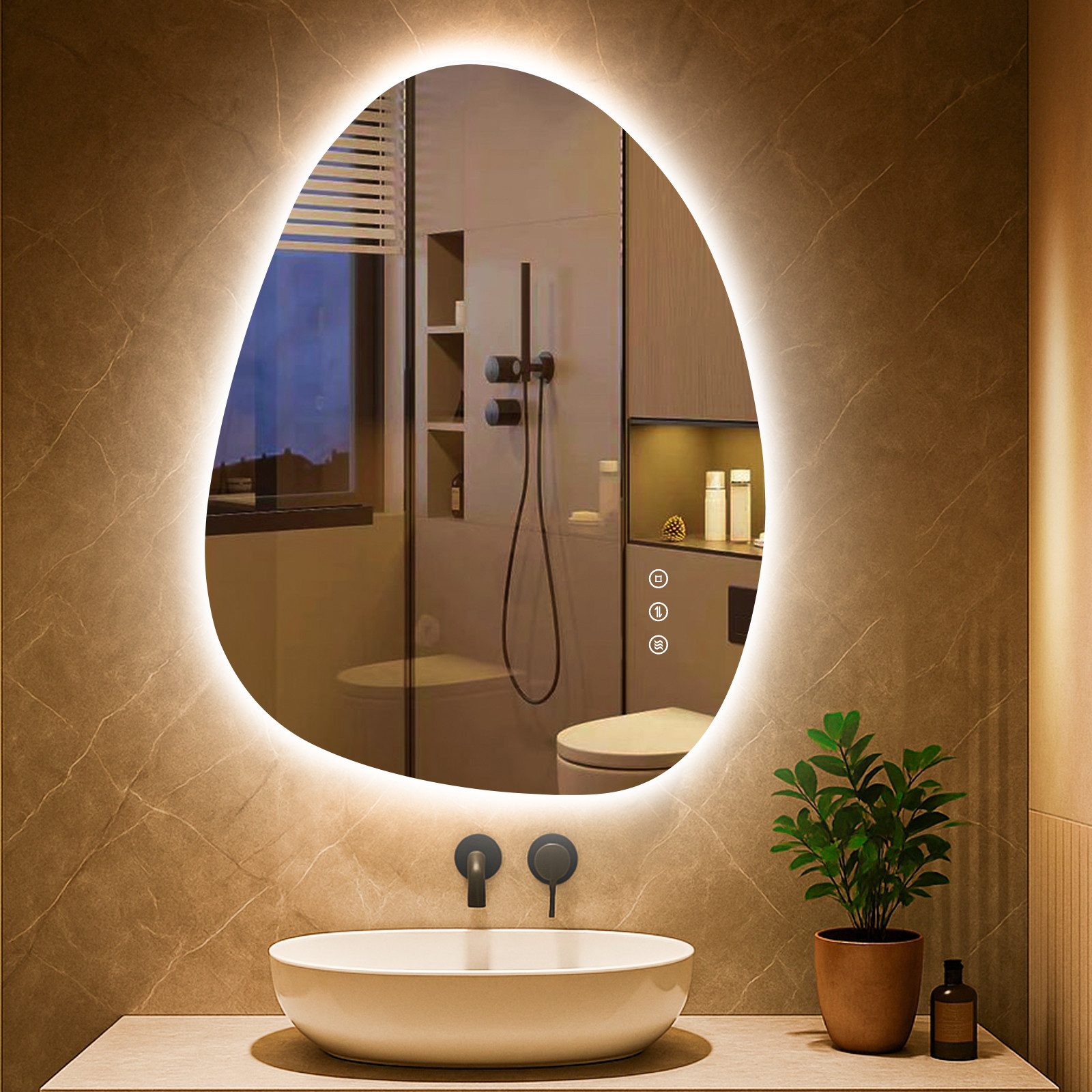 PESENXAN Badspiegel LED Badezimmerspiegel, Asymmetrischer LED-Spiegel, mit günstig online kaufen