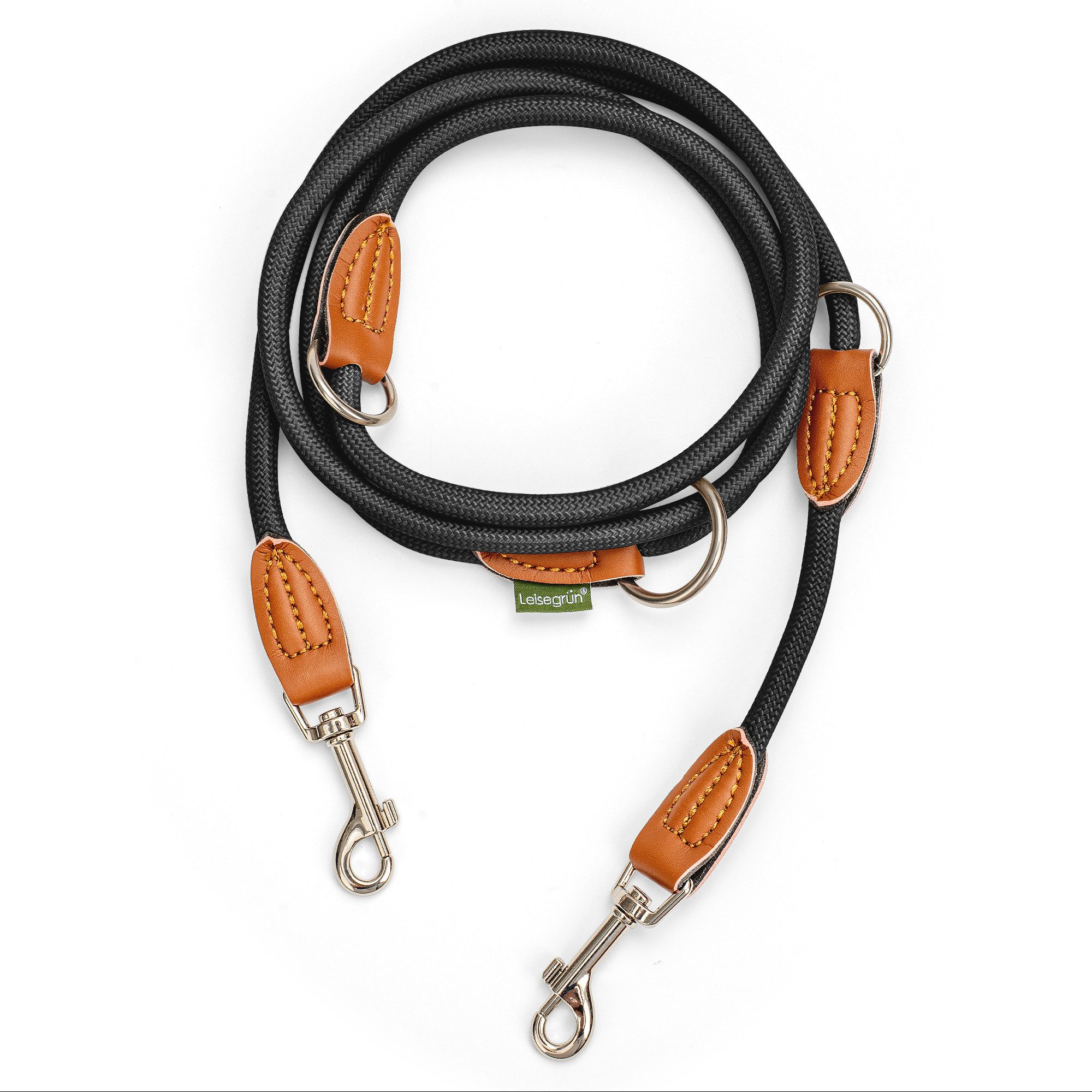 Leisegrün Hundeleine Hundeleine für kleine Hunde, nur 160g leicht, Hundeleine 2m - Schwarz, Nylon