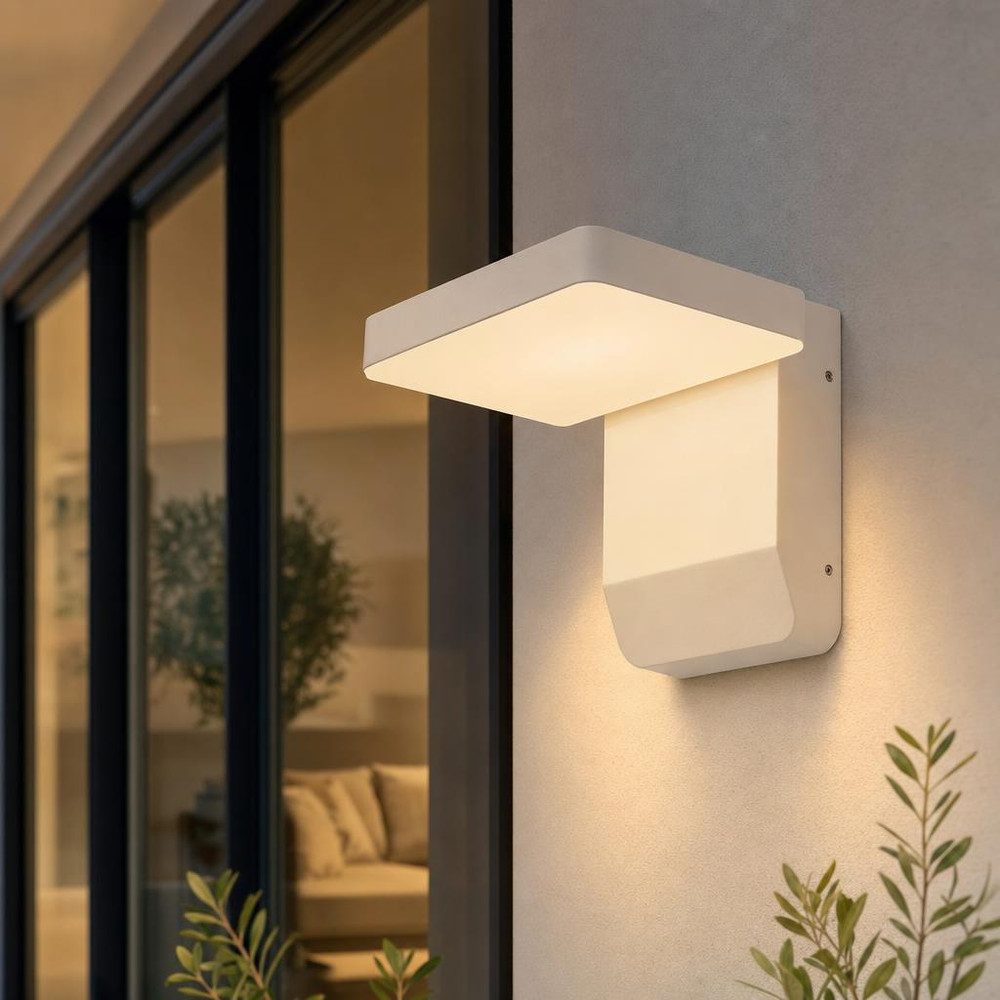 V-TAC LED Wandstrahler, LED-Leuchtmittel fest verbaut, Warmweiß, LED Wandleuchte Wandlampe Aluminium Gartenleuchte Weiß verstellbar