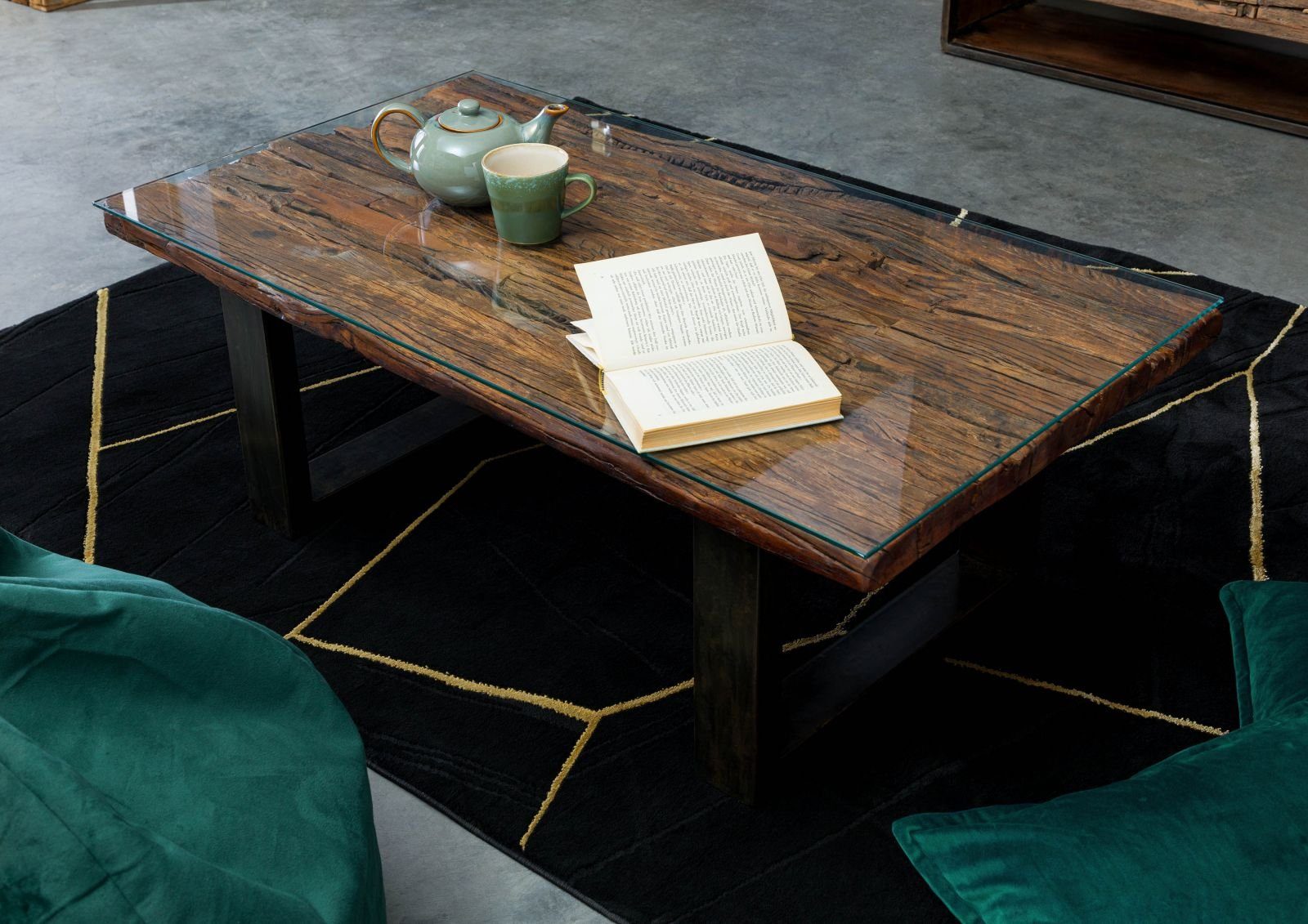 Massivmoebel24 Couchtisch SEVILLA (Couchtisch Altholz 110x60x42 günstig online kaufen