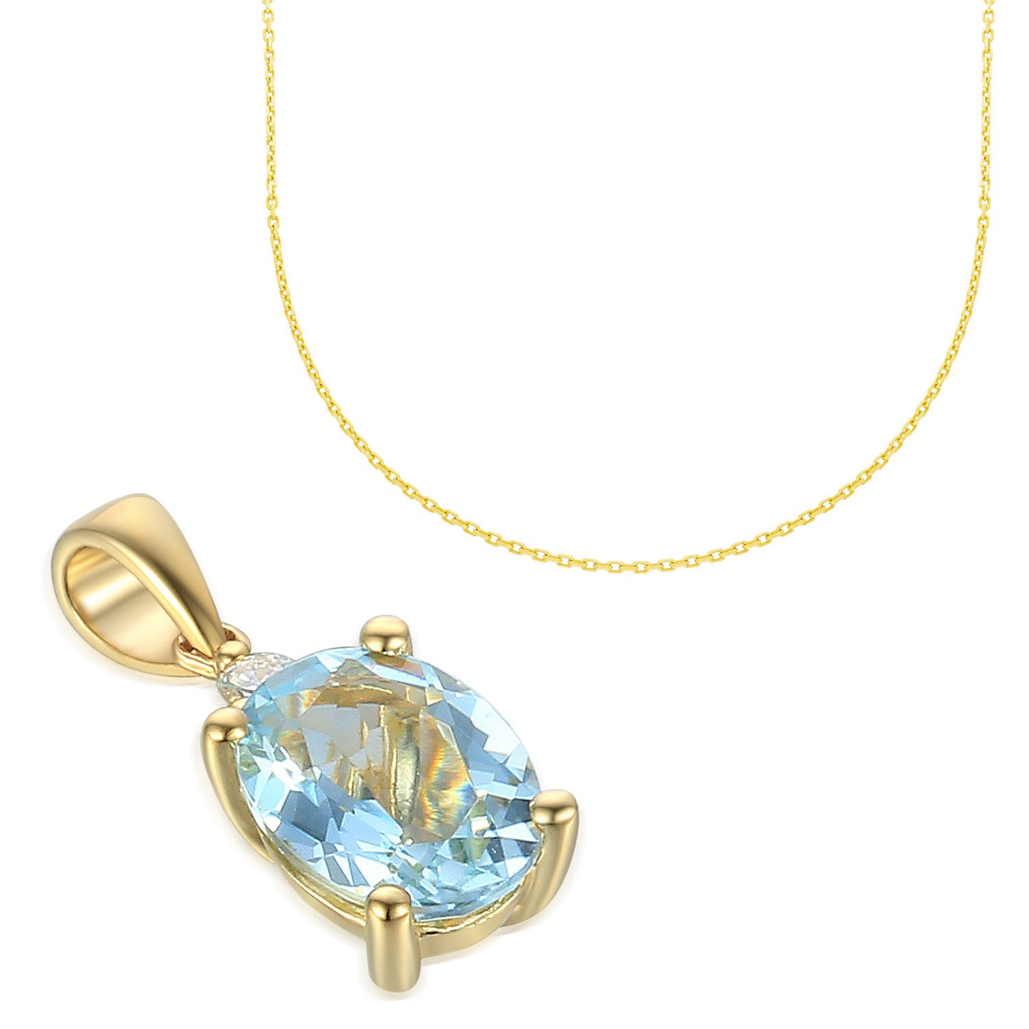 Kettenanhänger 585er Gelbgold Anhänger mit Aquamarin ca. 1,26 ct