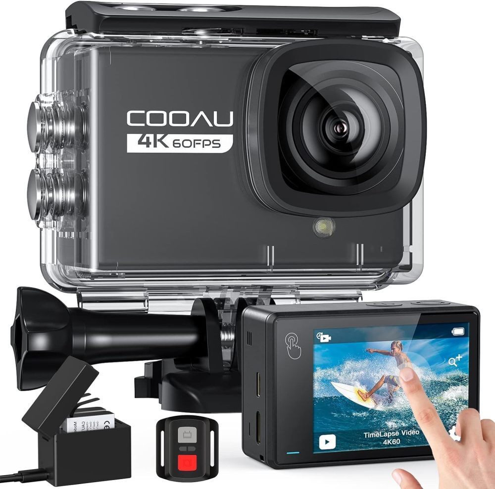 COOAU Action Cam 4K WiFi 48MP Unterwasserkamera 40m actioncams Action Cam (4K 24MP, WLAN (Wi-Fi), mit EIS-Fernbedienung 170° Action-Kamera-Stabilisierung, mit externem Mikrofon,2 1350-mAh-Batterien, go pro)
