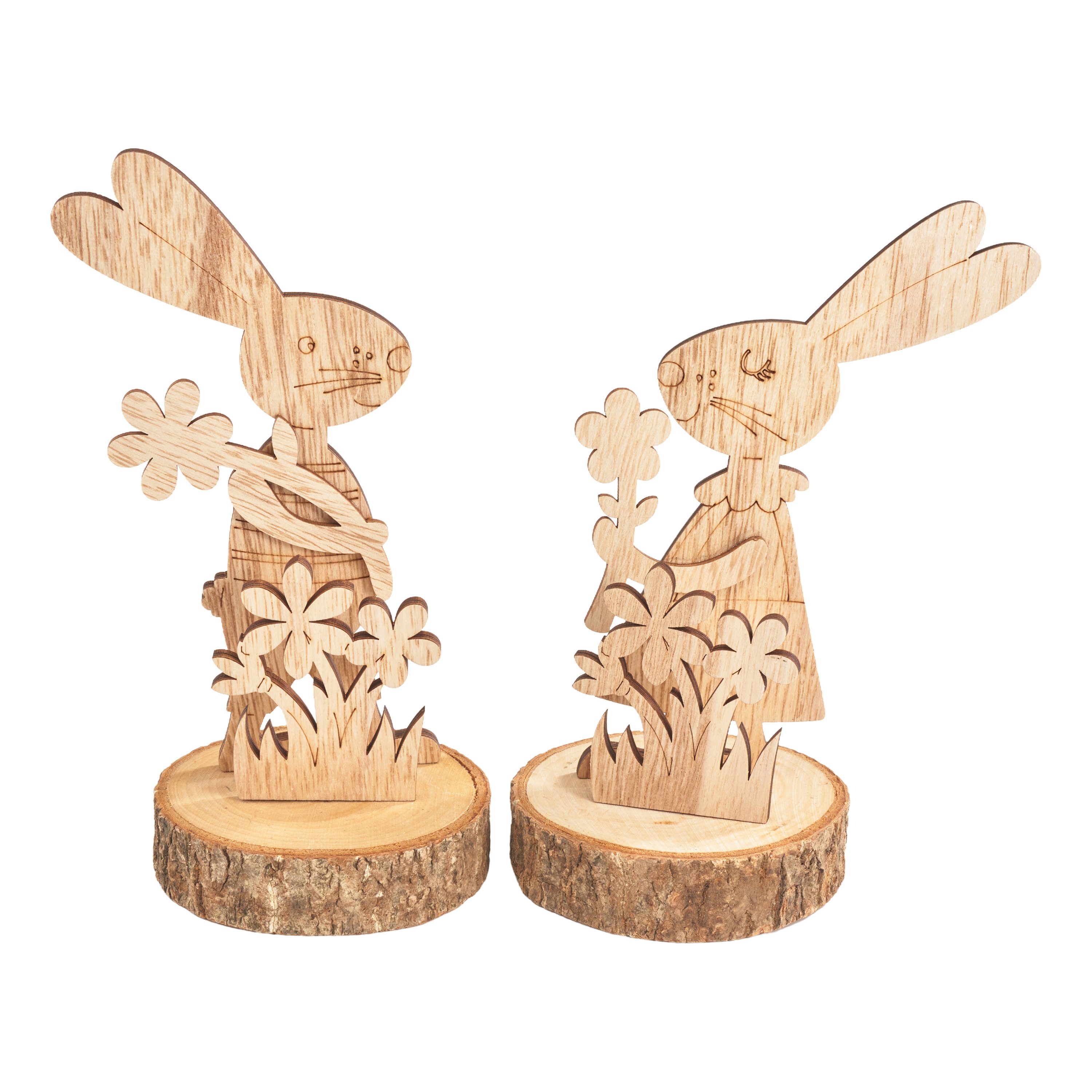 Modellbausatz Holz-Stteckmotive auf Rindenscheibe Hase Bugs und