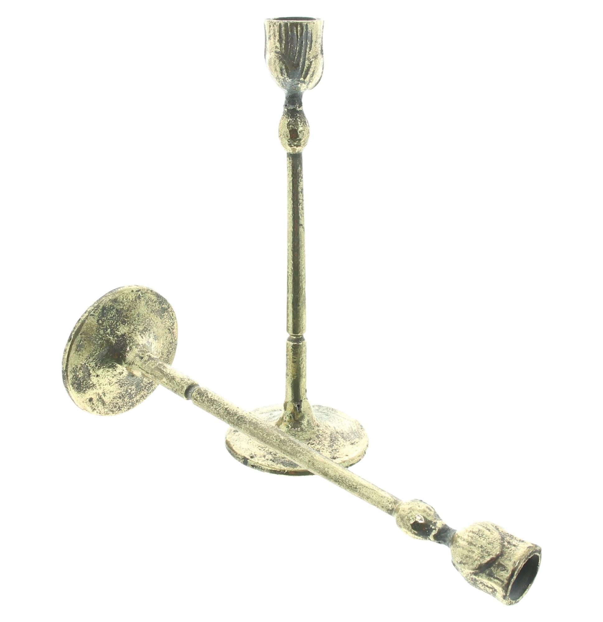 Dekoleidenschaft Kerzenständer "Gold" Metall 24 + 27 cm hoch, Stabkerzenhalter Kerzenhalter Stabkerze (2 St., im Set) – Bild 5 von 5