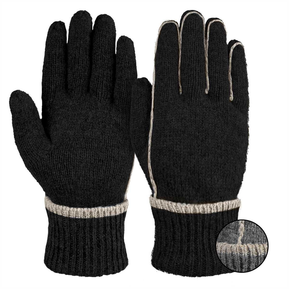 Tarjane Strickhandschuhe 3M Thinsulate Wollhandschuhe Unisex Handschuhe Schwarz/Grau