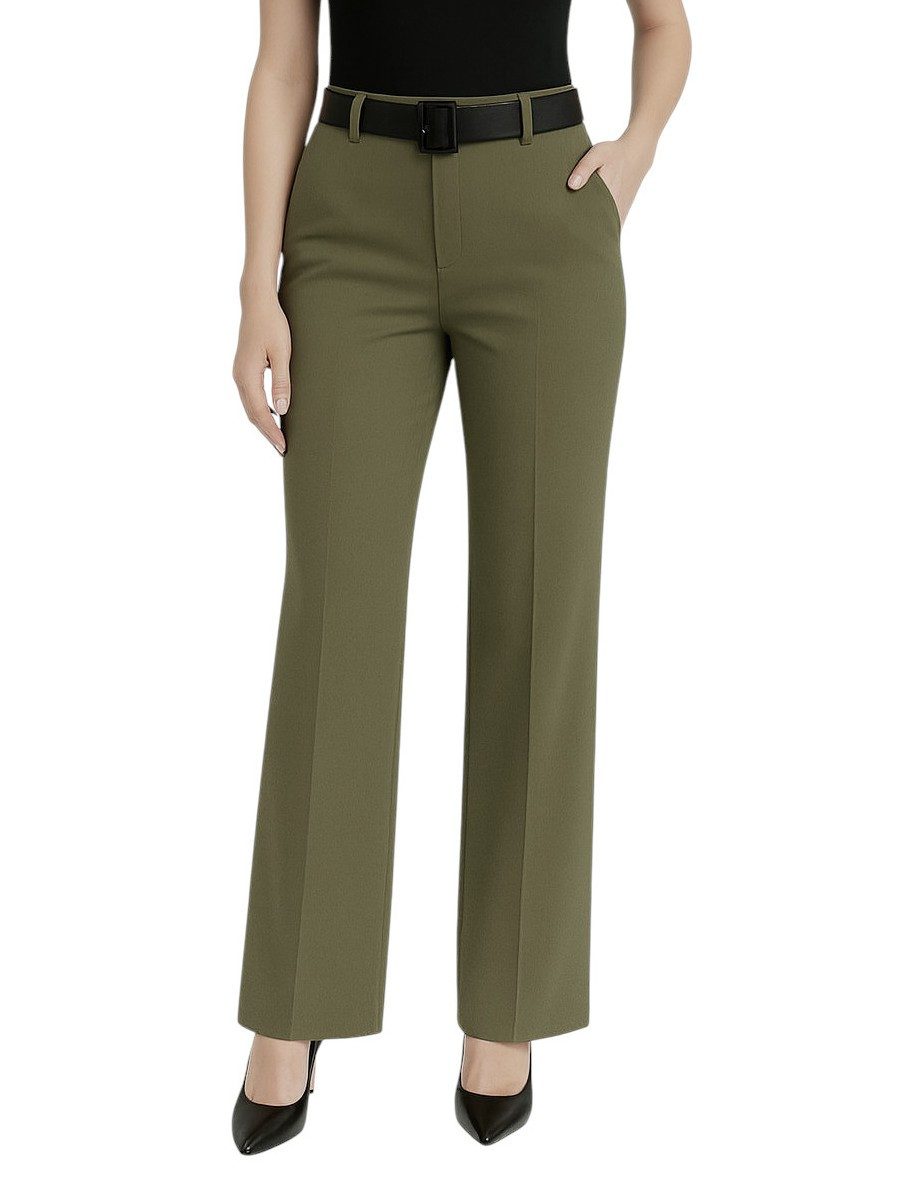 Mississhop Stretch-Hose Elegante Damenhose mit Gürtel und geradem Bein M.43 günstig online kaufen
