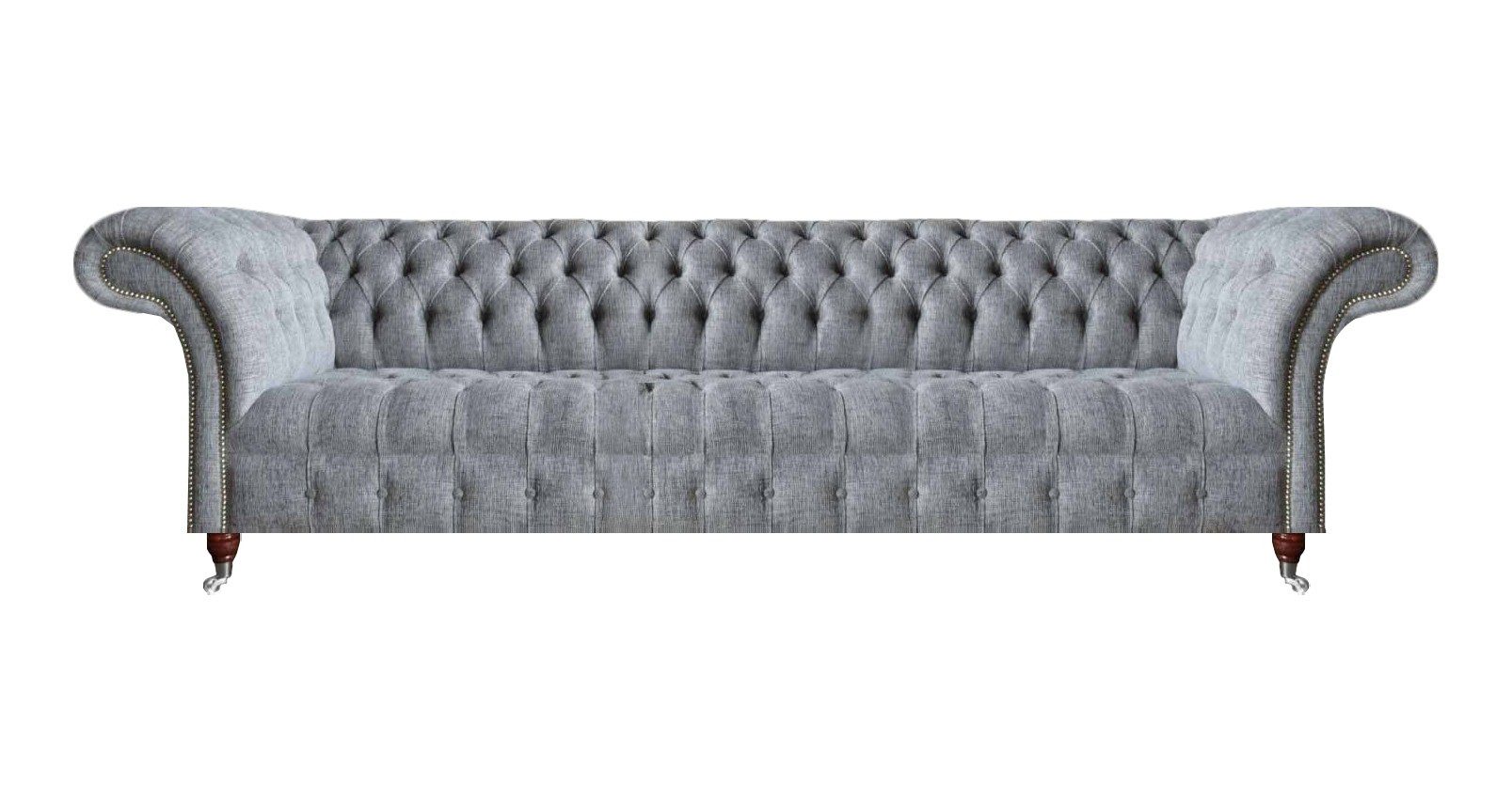 Chesterfield-Sofa Elegantes Sofa in Grau mit edlen Knöpfen und robustem Holzrahmen