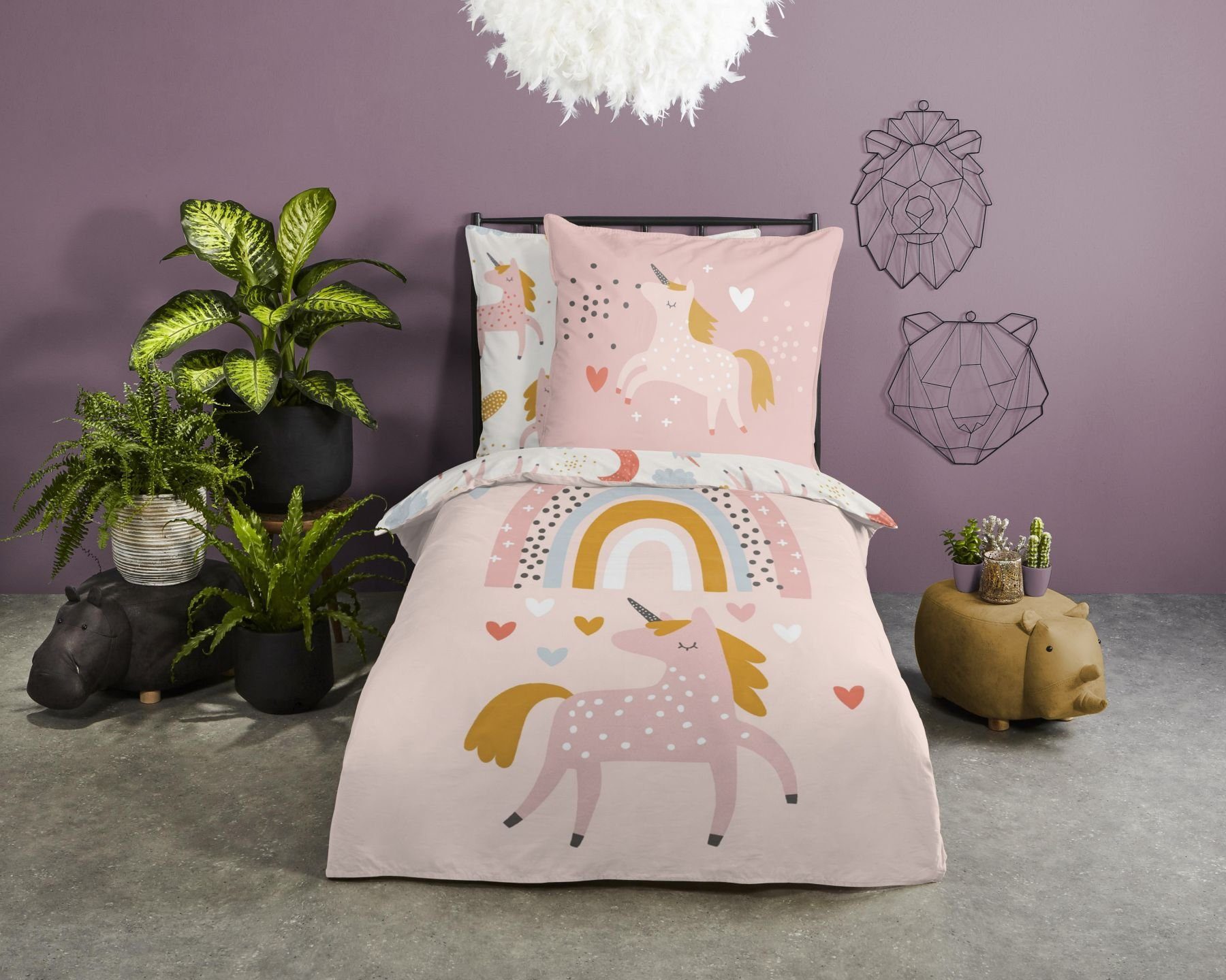 Babybettwäsche Renforcé Bettwäsche 120 X 150 cm + 1 x 60 X 70 cm Unilove bunt