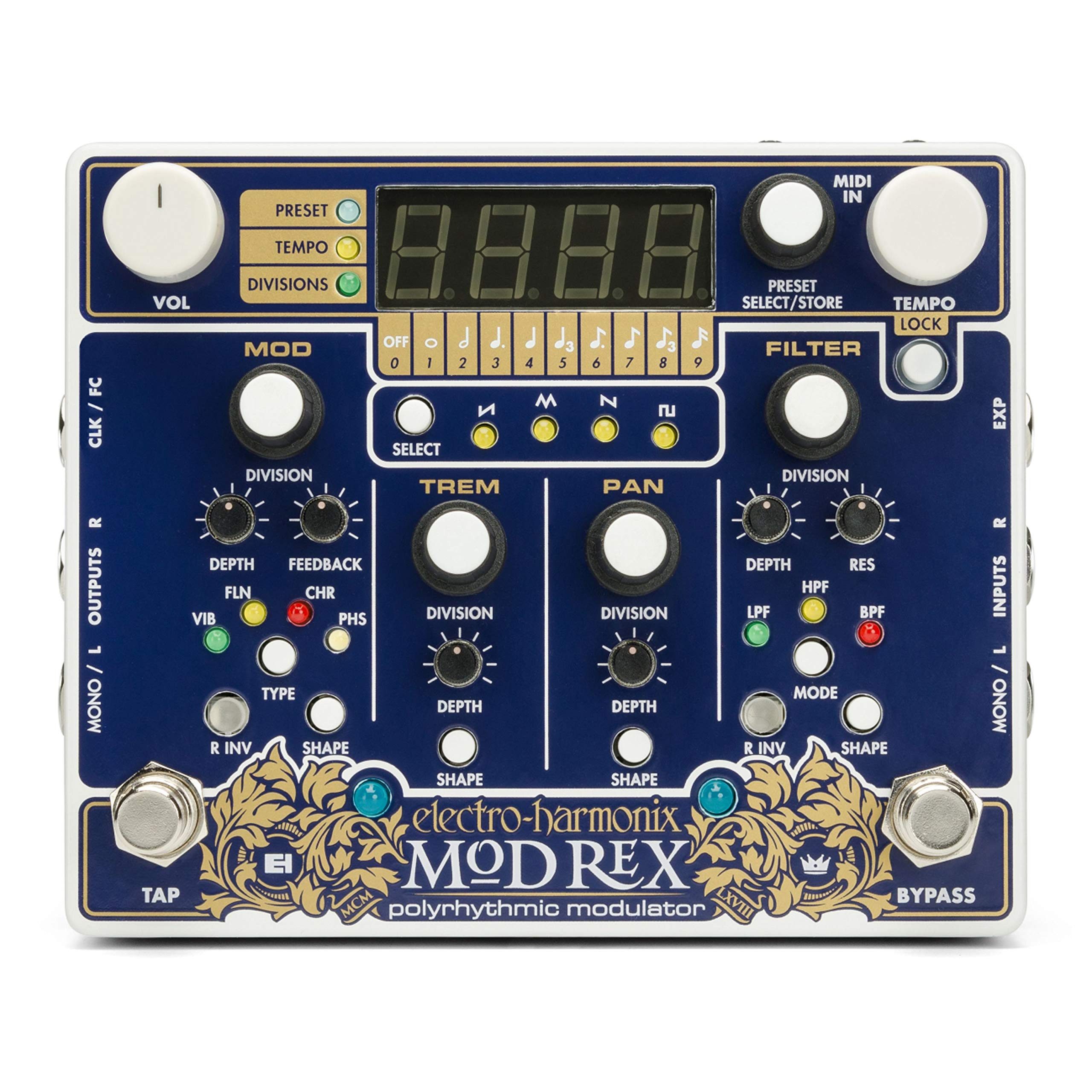 Electro Harmonix Musikinstrumentenpedal, (Effekte, Modulationseffekte), Mod Rex Polyrhythmic Modulator - Modulations Effektgerät für
