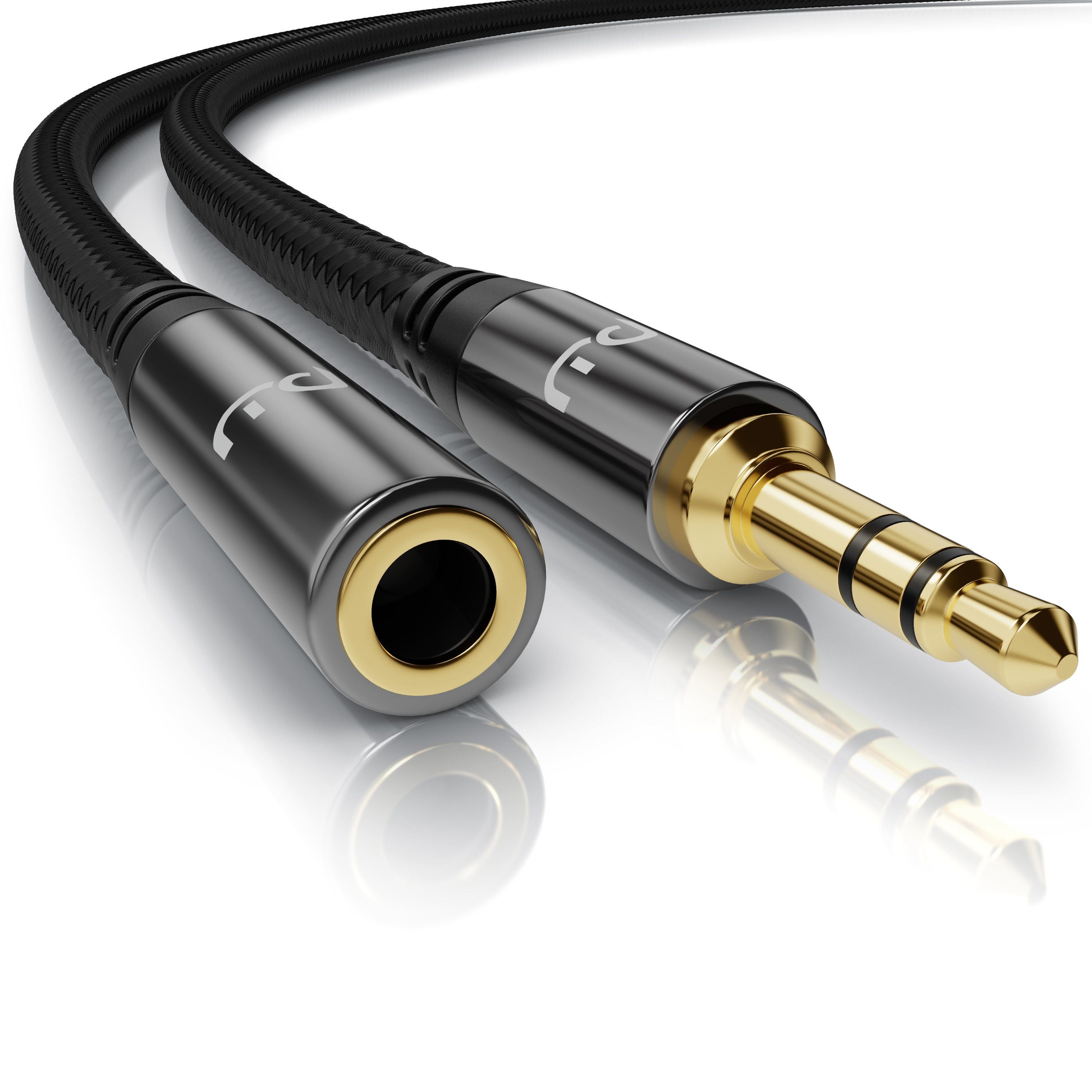 Primewire Klinkenkabel Audio Verbindungskabel / Kupplung mit Nylonmantel - 1,5m Audio-Kabel, AUX, 3,5-mm-Klinke (150 cm), Stereo, für Smartphone, Auto, HiFi, klarer Sound ohne Störgeräusche