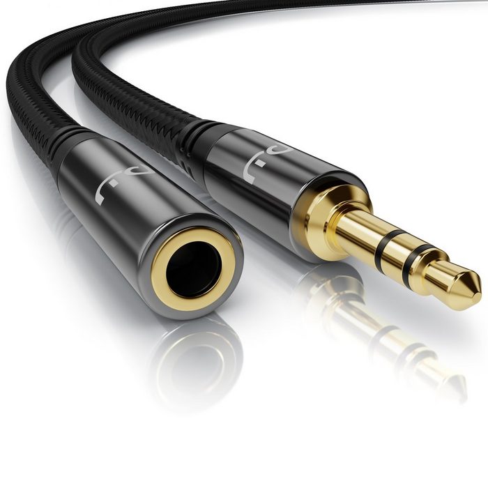 Primewire Audio-Kabel AUX 3 5 mm Klinke 3 5 mm Buchse (150 cm) Klinkenkabel 3 5 mm AUX - Audio Verbindungskabel / Kupplung mit Nylonmantel - 1 5m