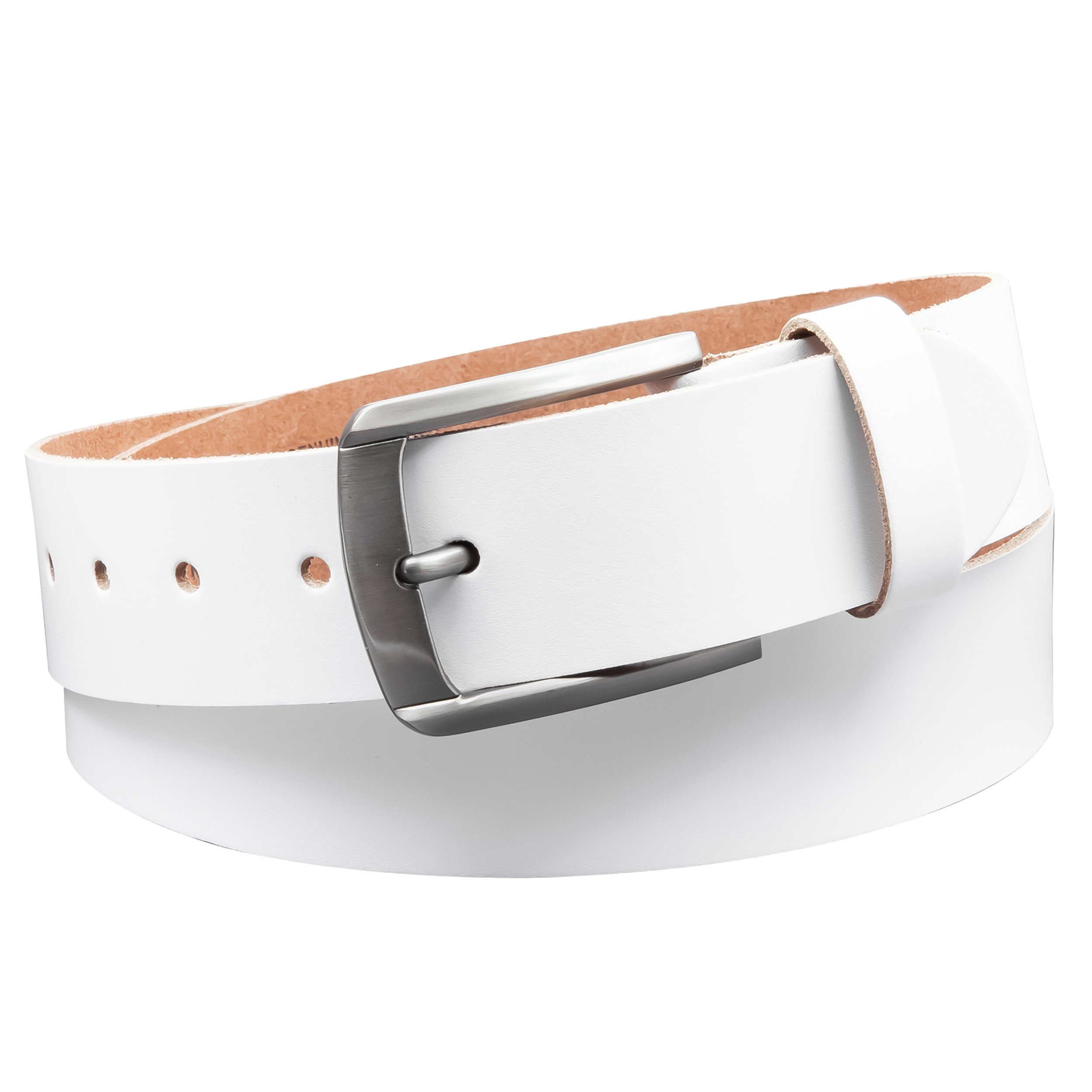 COLOGNEBELT Ledergürtel OM560-SL-Weiss MADE IN GERMANY, Weiss Kürzbar, 100 % Echtleder, Aus einem Stück, Unisex