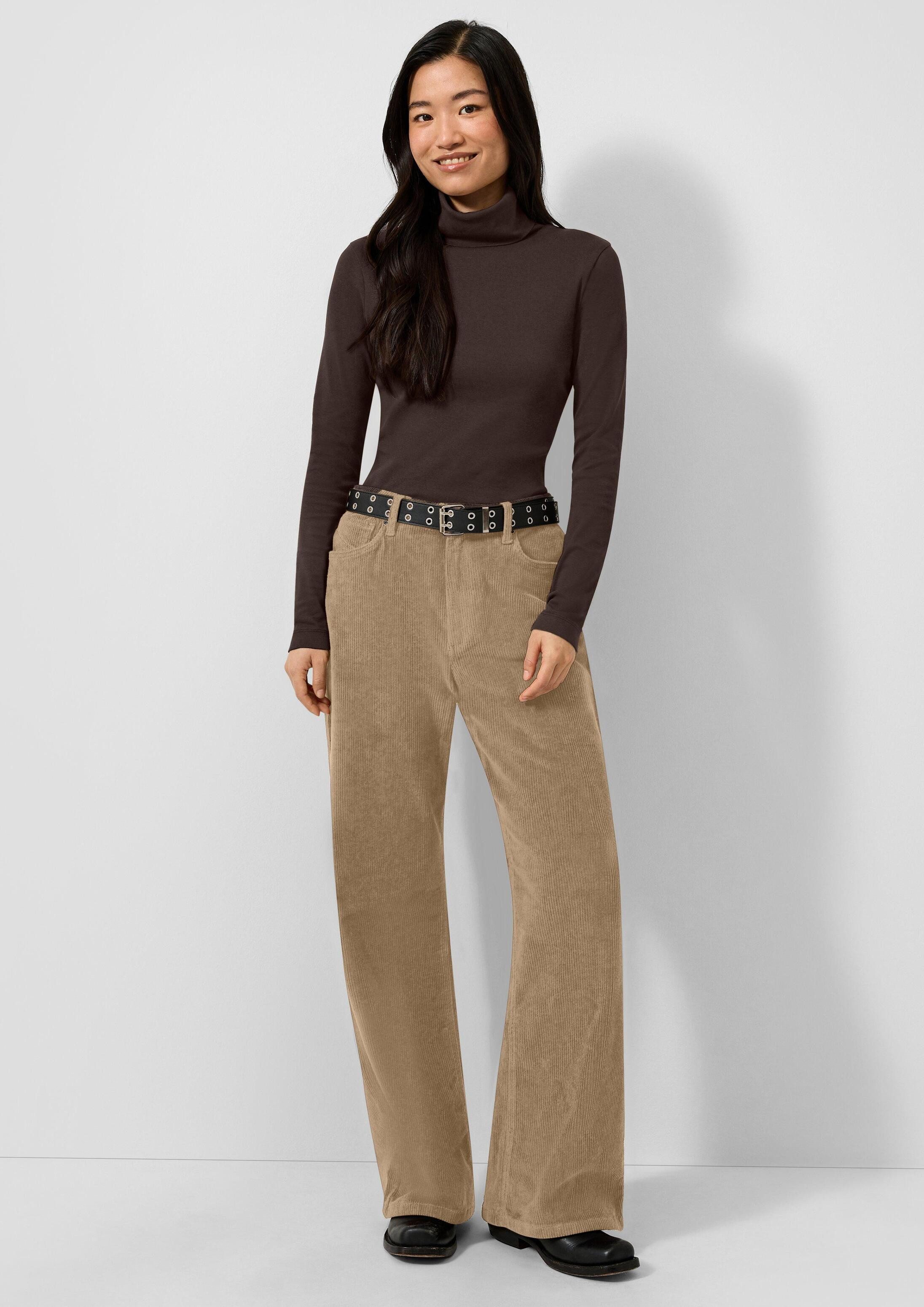 QS Chinos Hose Cordhose mit Wide Leg