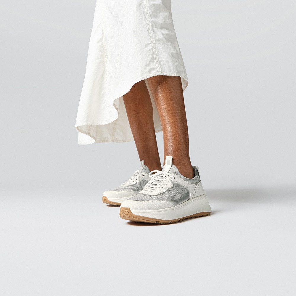 Fitflop F-Mode Suede/Knit Flatform Slip-ON Laced Sneakers Sneaker
