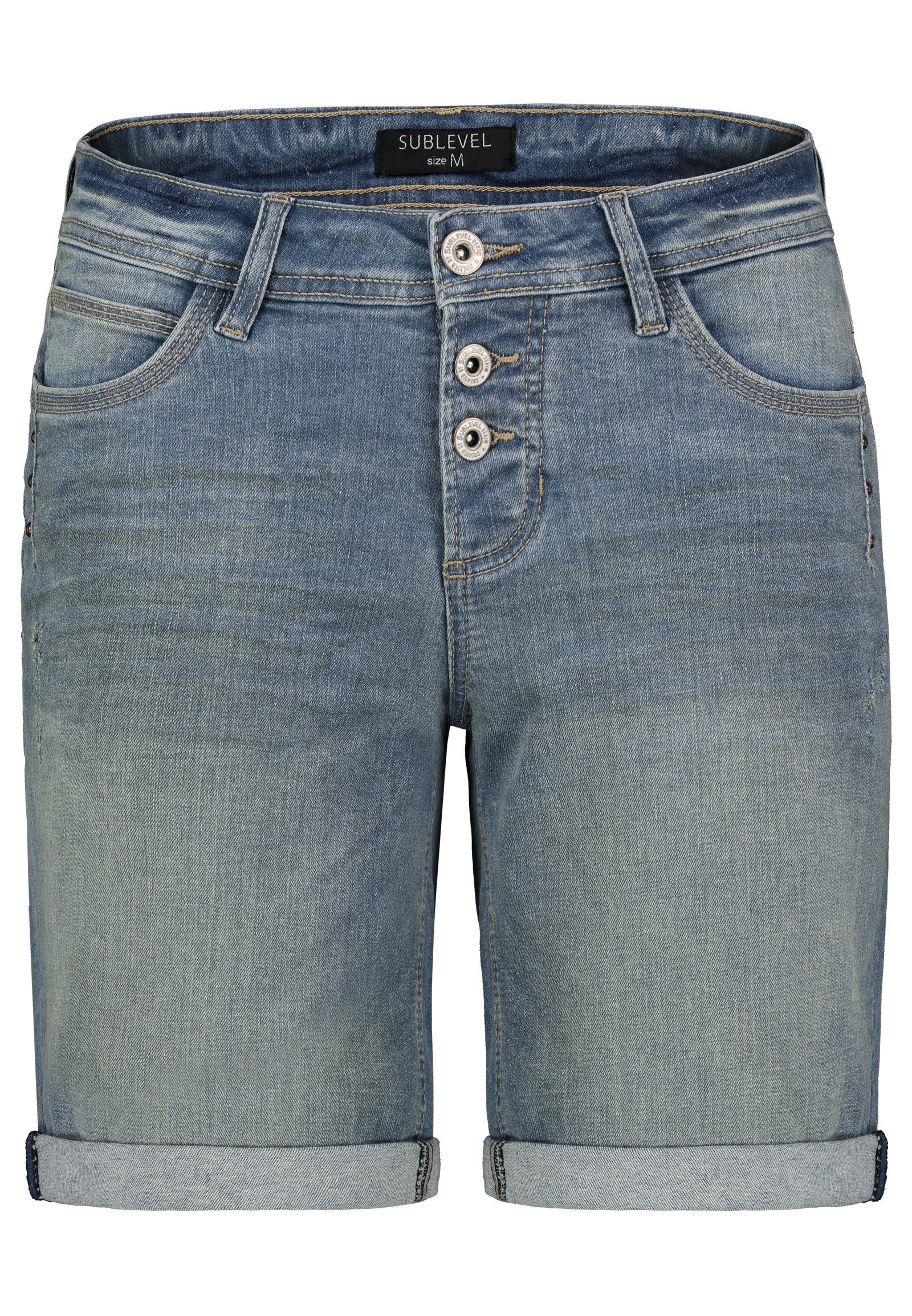 SUBLEVEL Bermudas Damen Jeans Shorts Bermuda Kurze Hose Shorts Short Denim Stretch Denim