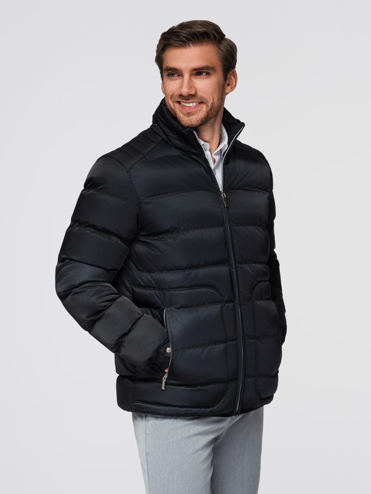 Steppjacke Gesteppte Herrenjacke mit Glanz und Stehkragen