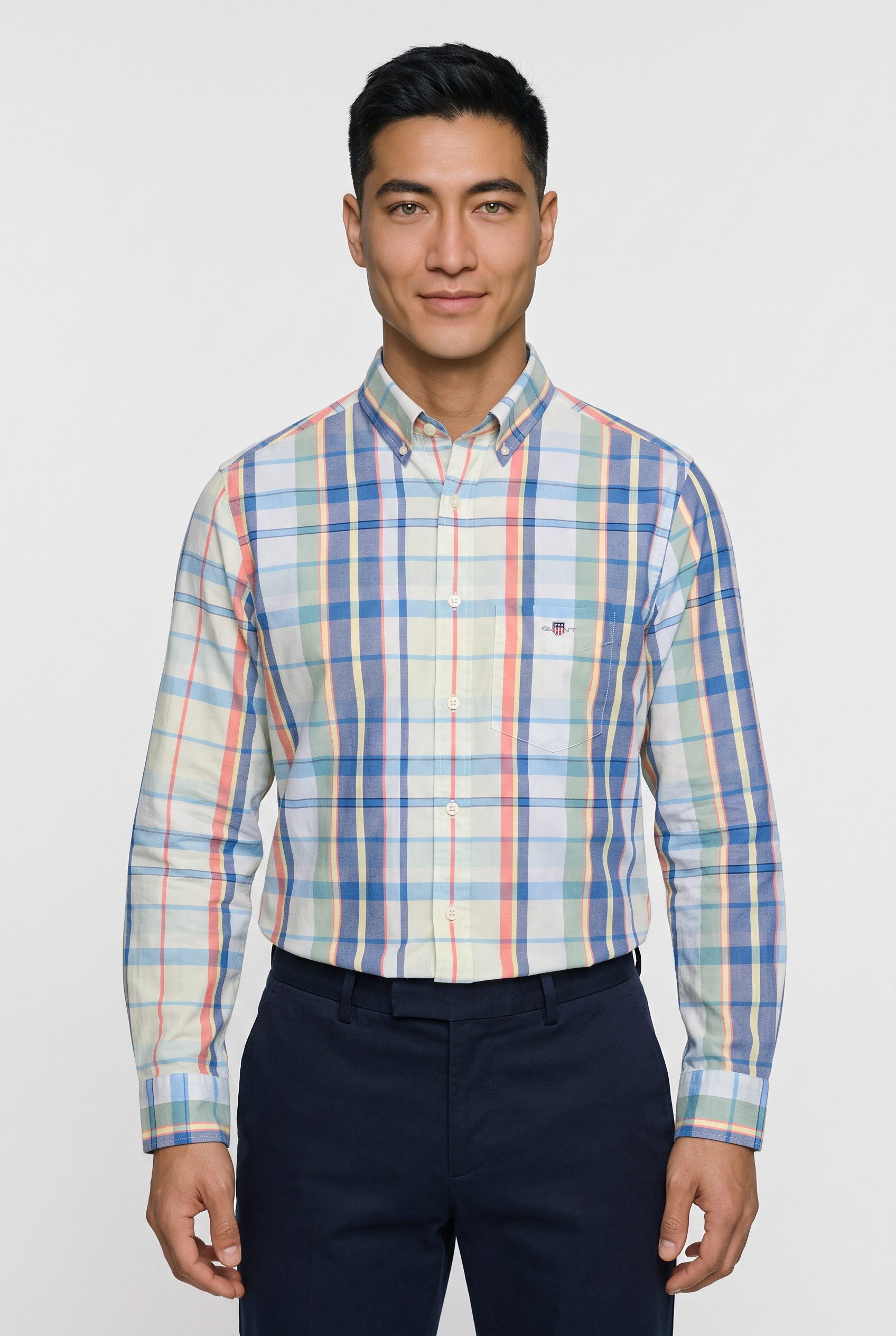 Gant Langarmhemd REGULAR POPLIN MULTICHECK SHIRT Regular fit mit buntem Karomuster
