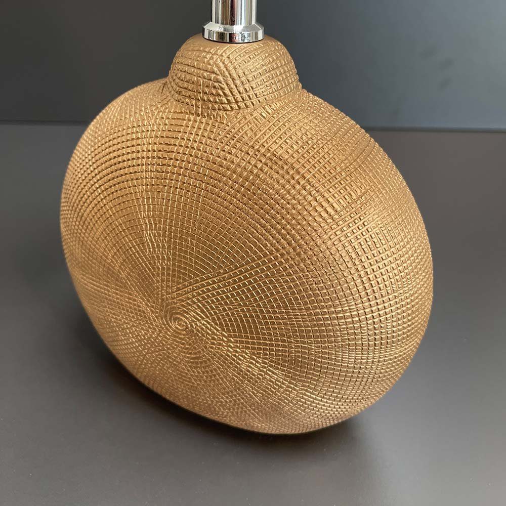 etc-shop Tischleuchte, Tischleuchte Keramik E14 Textil gold Beistellleuchte Nachttischlampe