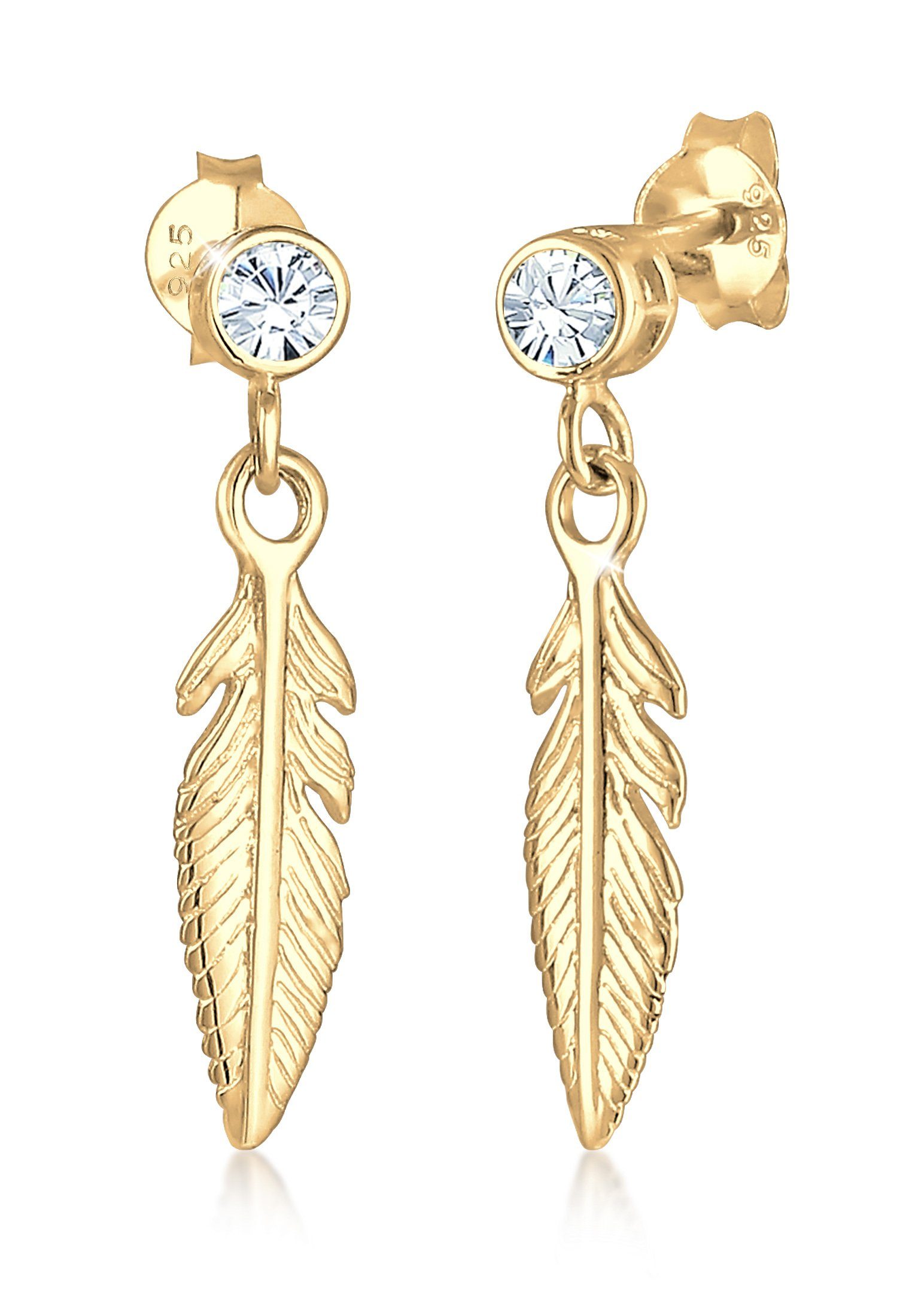 Elli Ohrhänger-Set Ohrhänger Feder 925 Silber, mit Kristallen von Swarovski günstig online kaufen