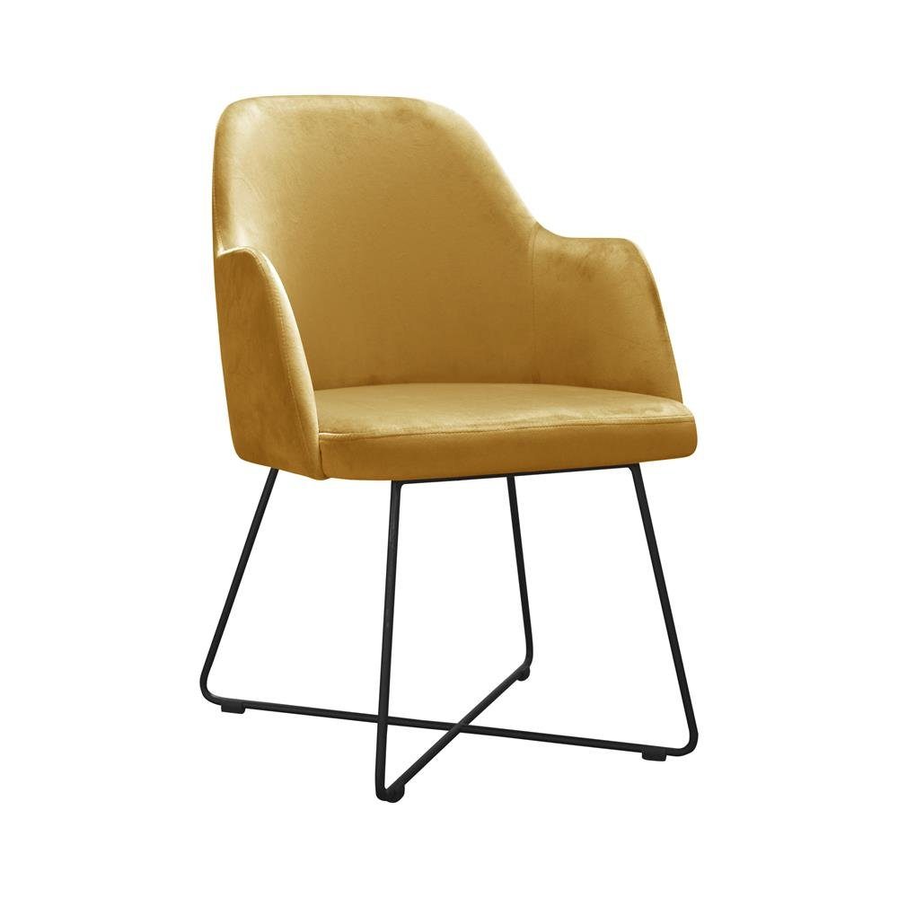 JVmoebel Stuhl, Design Stuhl Sitz Praxis Ess Zimmer Stühle Textil Stoff Polster Warte Kanzlei Gelb