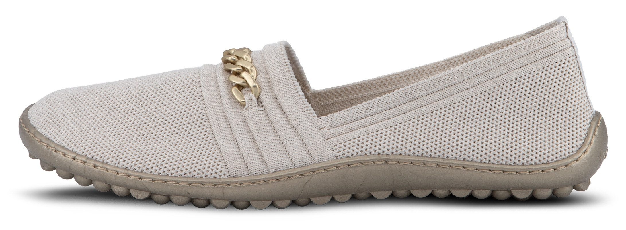 Leguano LADY FAMOUS Barfußschuh Flats, Ballerina, Bequemschuh mit goldfarbener Zierkette