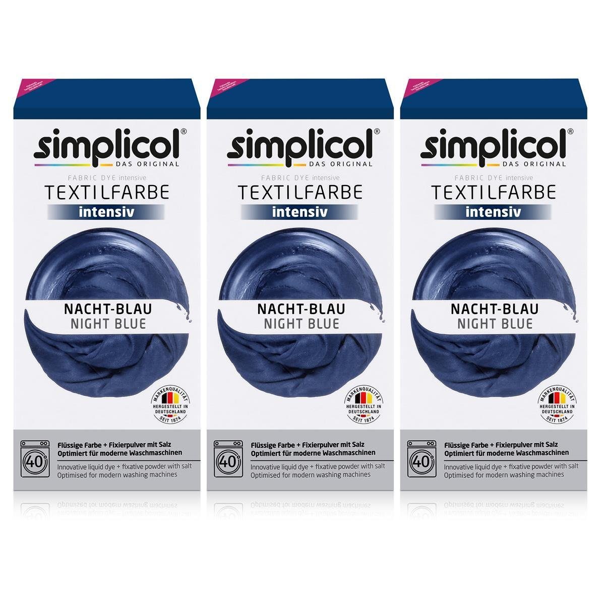 Textilfarbe Simplicol Textilfarbe intensiv Nacht-Blau - Einfaches Färben (3er Pack