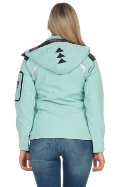 Geographical Norway Softshelljacke Geographical Norway Damen Softshelljacke G-Tansy by leyoley mit abnehmbarer Kapuze, hochschließender Kragen