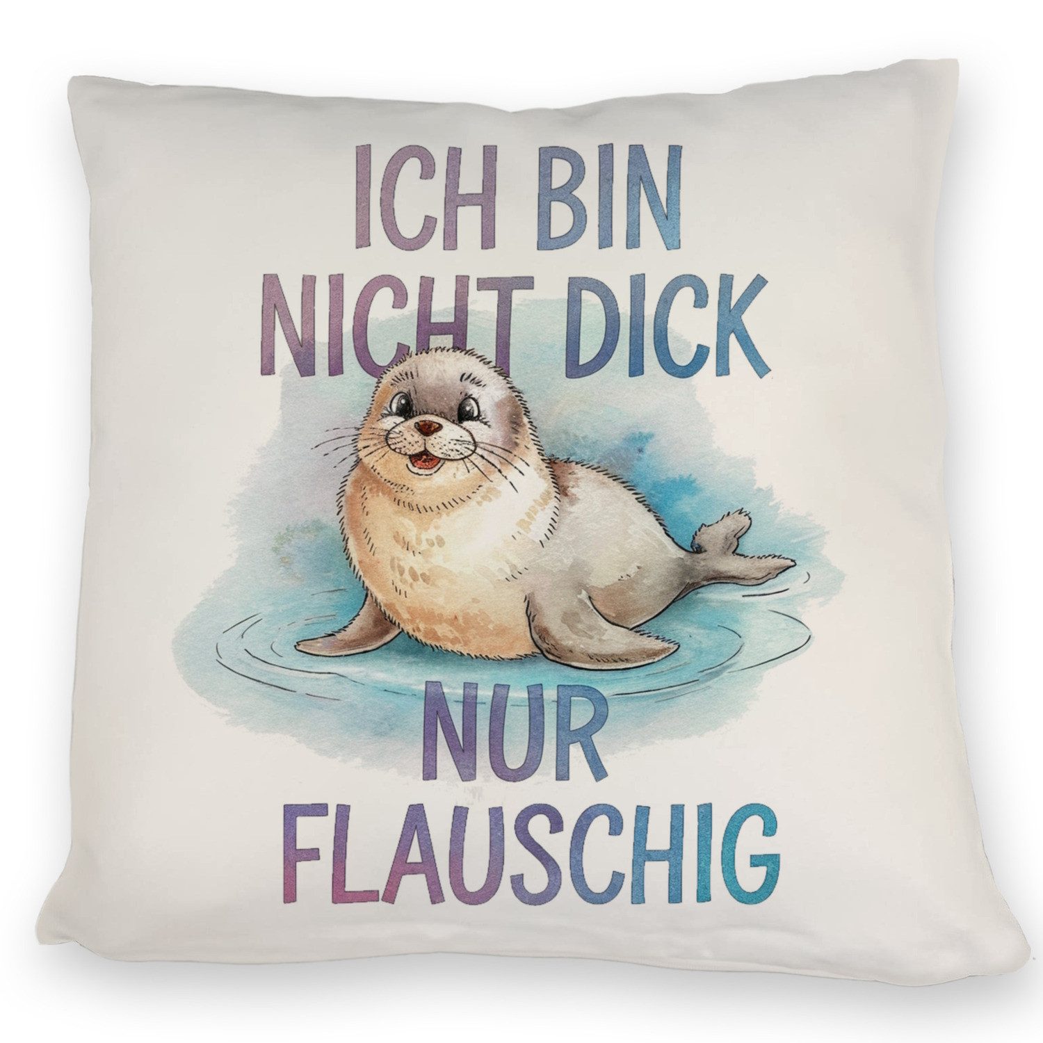 speecheese Dekokissen Flauschige Robbe - Nicht dick nur flauschig Kissen