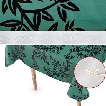 ANRO Tischdecke Tischdecke Wachstuch Blumen Grün Robust Wasserabweisend Breite 140 cm, Geprägt