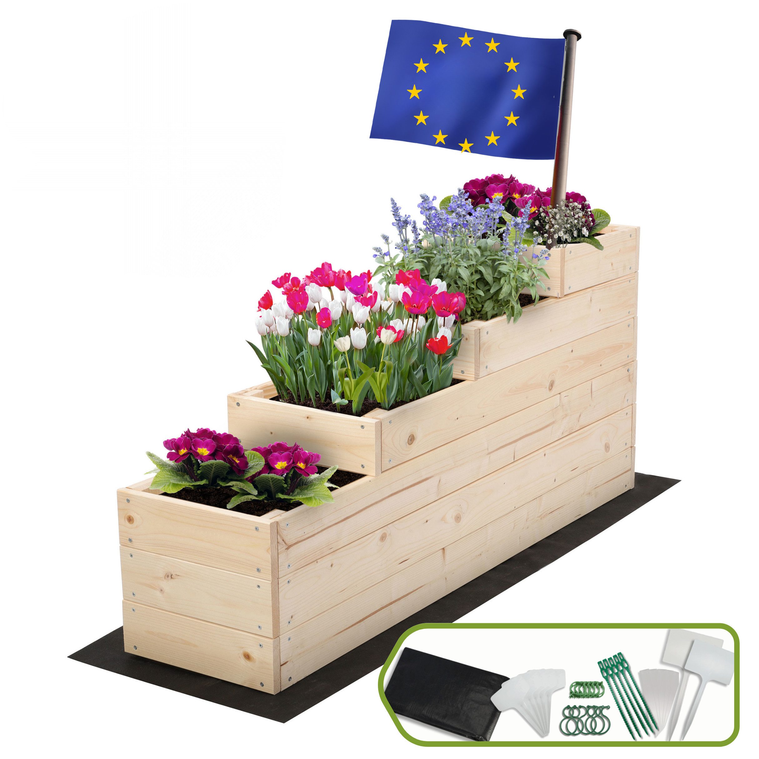 Modo24 Hochbeet ZP07 Kräuterbeet, Gartenbeet, Pflanzkasten, Blumenbeet, Gemüsegarten, für Garten und Terrasse, Kiefernholz Massivholz, Höhe 36 cm, 3 Farben