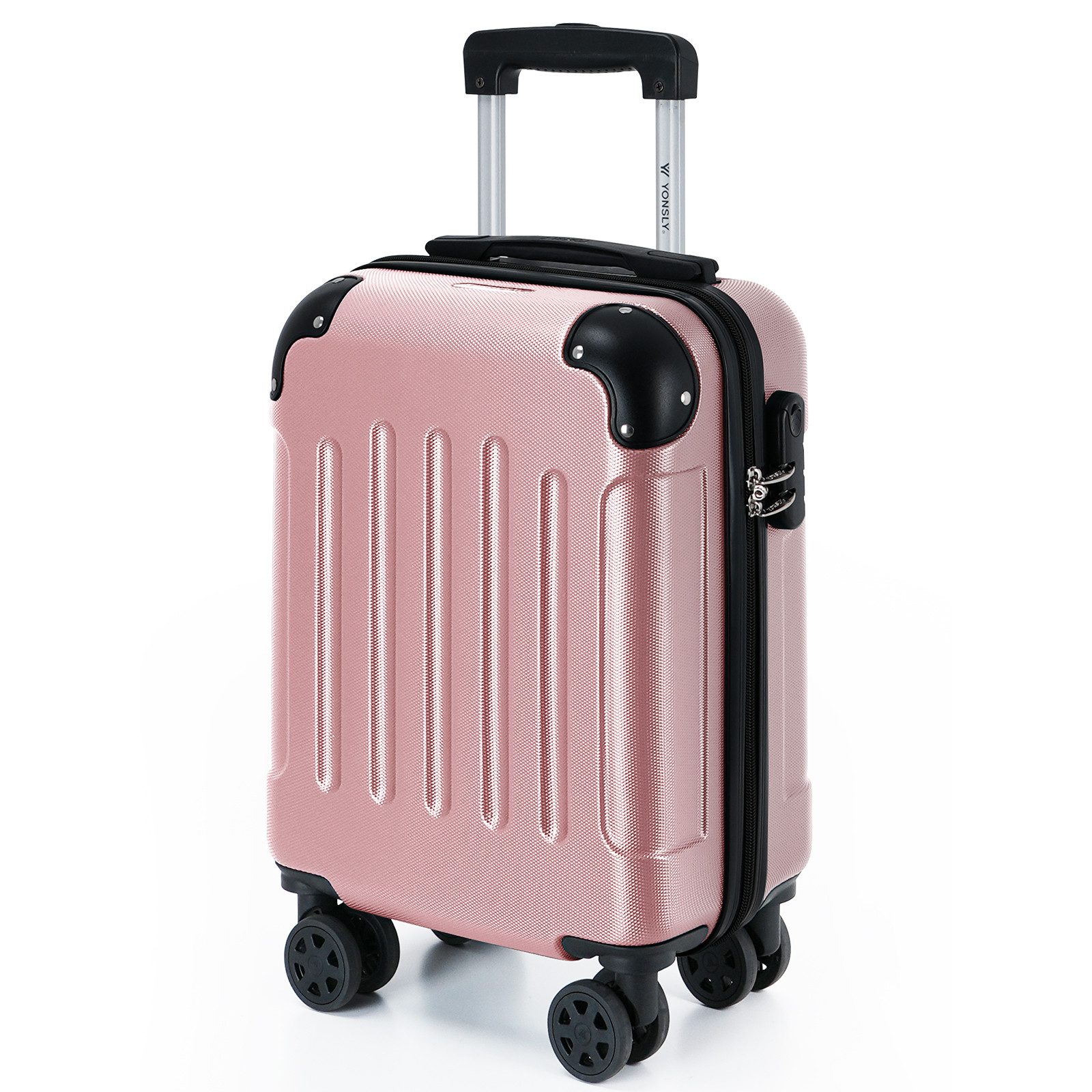 YONSLY Hartschalen-Trolley Hartschalen-Reisekoffer Trolley Rollkoffer in S/M/L/XL Größen, 4 Rollen, mit 360°-Lenkrollen, Zahlenschloss und mehrstufigem Teleskopgriff