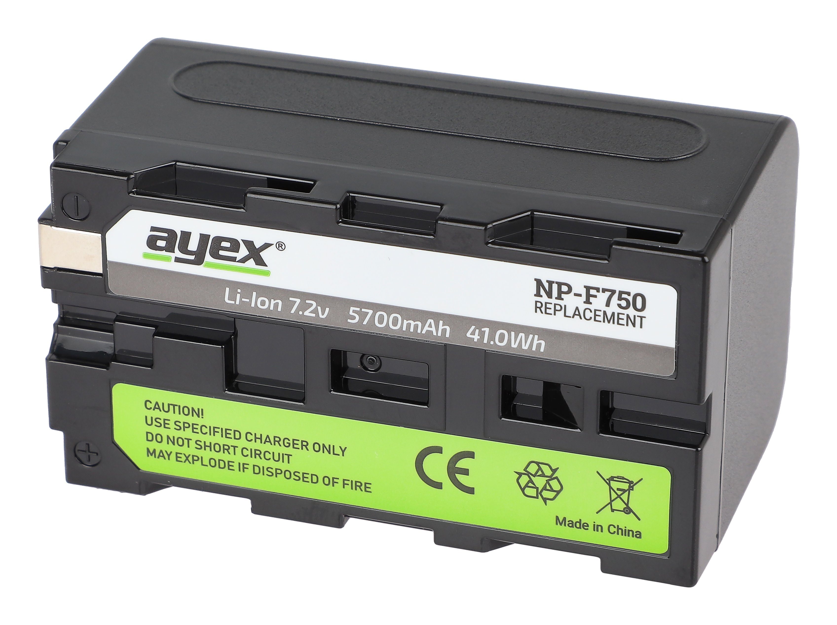 ayex NP-F750 Li-Ion Akku Leistungsstark zuverlässig, Info-Chip mit Kamera-Akku