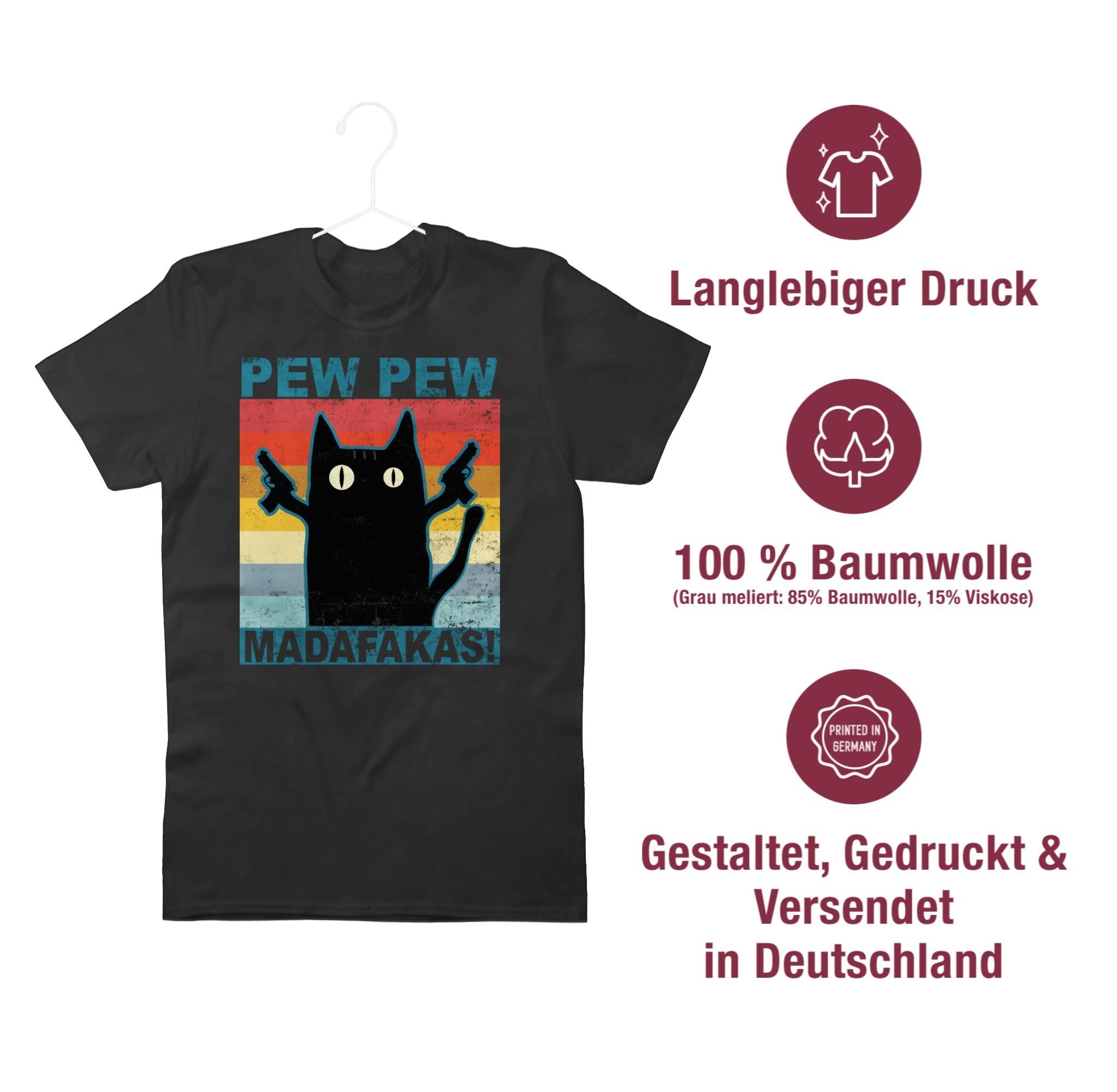 Shirtracer T-Shirt Pew Pew Madafakas Sprüche 01 Statement Schwarz pewpewpew