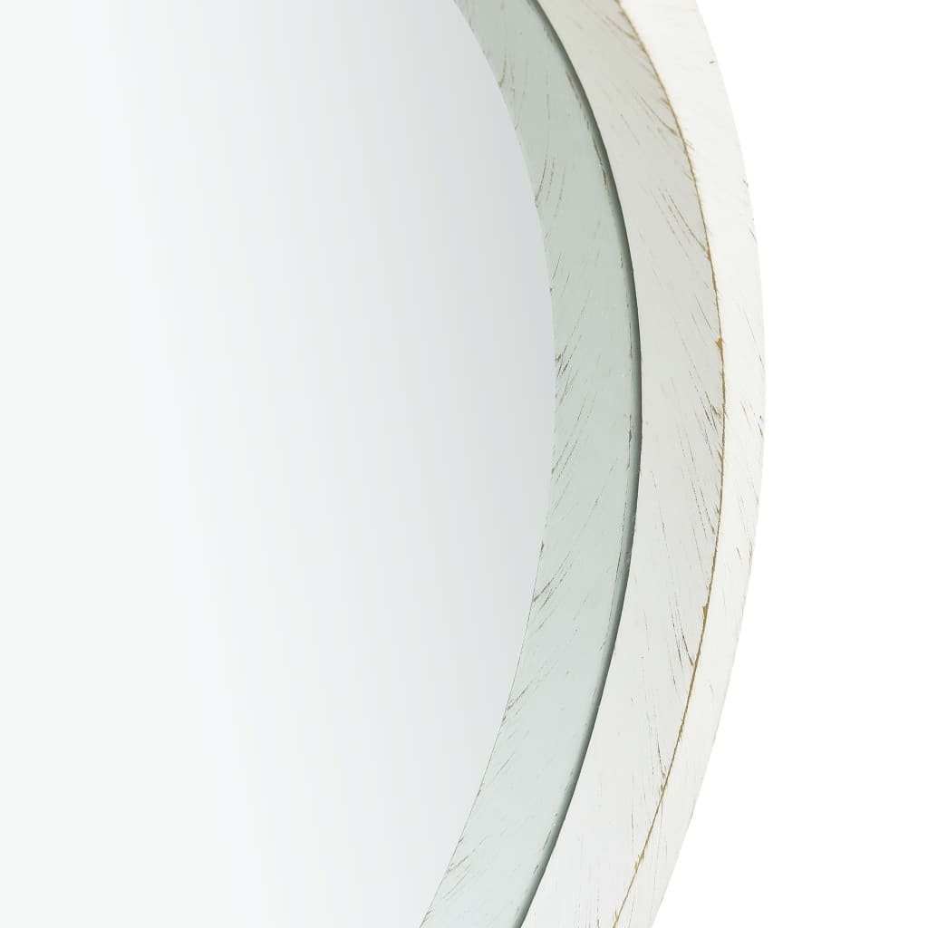 Dekoration mit rund Riemen | Weiß Wandspiegel Weiß cm 40 Hängespiegel Weiß vidaXL Spiegel