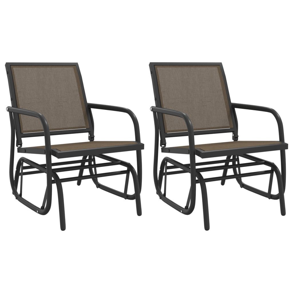 vidaXL Hollywoodschaukel Garten-Schaukelstühle 2 Stk. Braun 61x76x87 cm Textilene Stahl, 2 tlg.