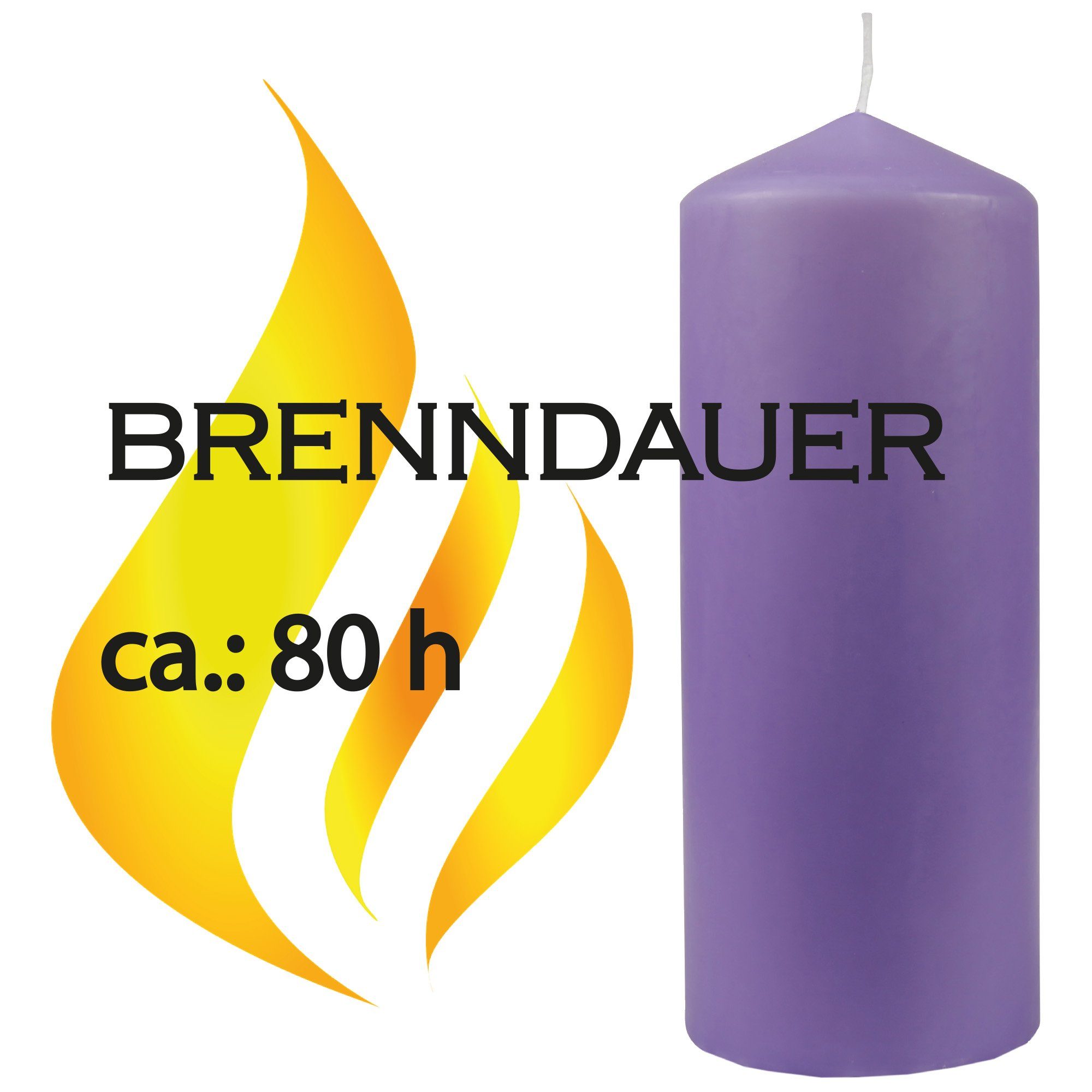 HS Candle Adventskerze Stumpenkerze Farben Wachskerzen Weihnachtskerze, x viele - Ø8cm Violett (1-tlg), 20cm