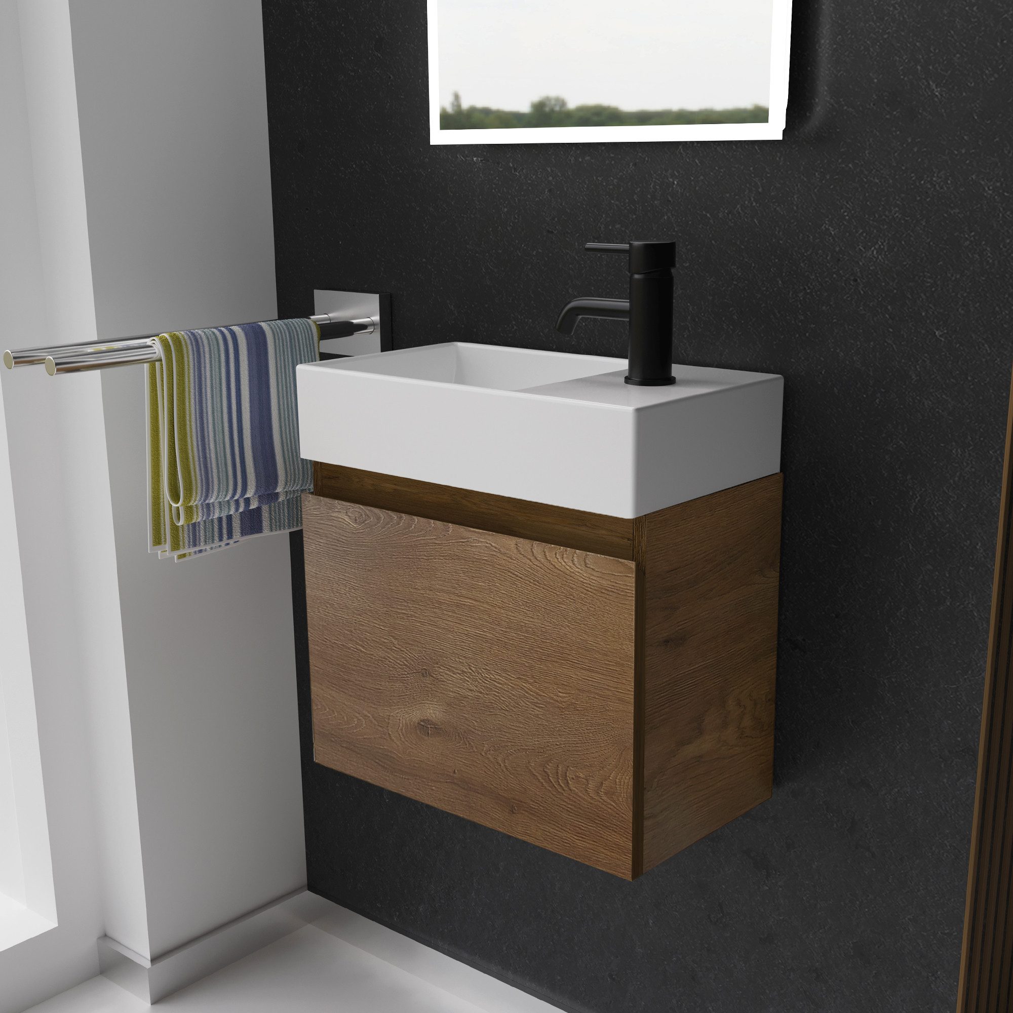 Alpenberger Badmöbel-Set - Waschbecken mit Unterschrank - Badschrank Komple günstig online kaufen